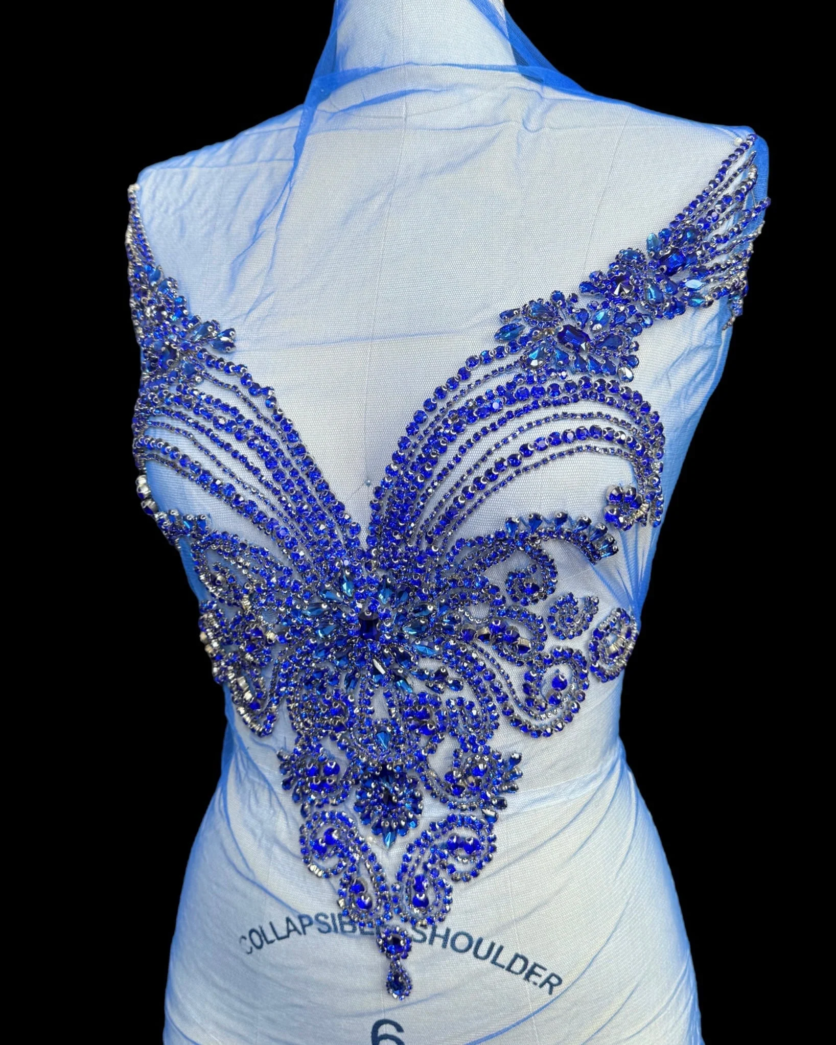Amy Royal Blue Rhinestones Bodice Applique - Image 5
