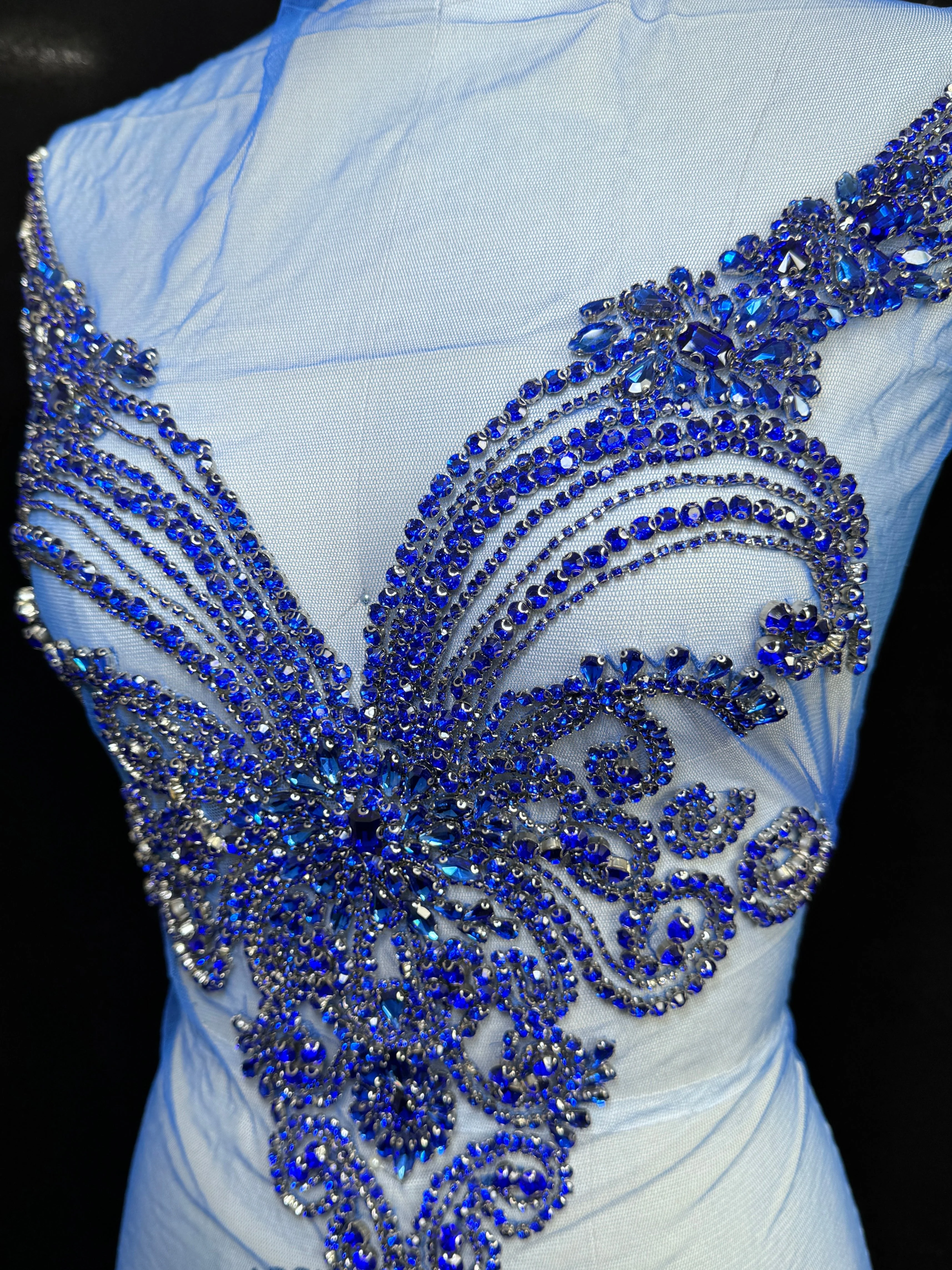 Amy Royal Blue Rhinestones Bodice Applique - Image 6