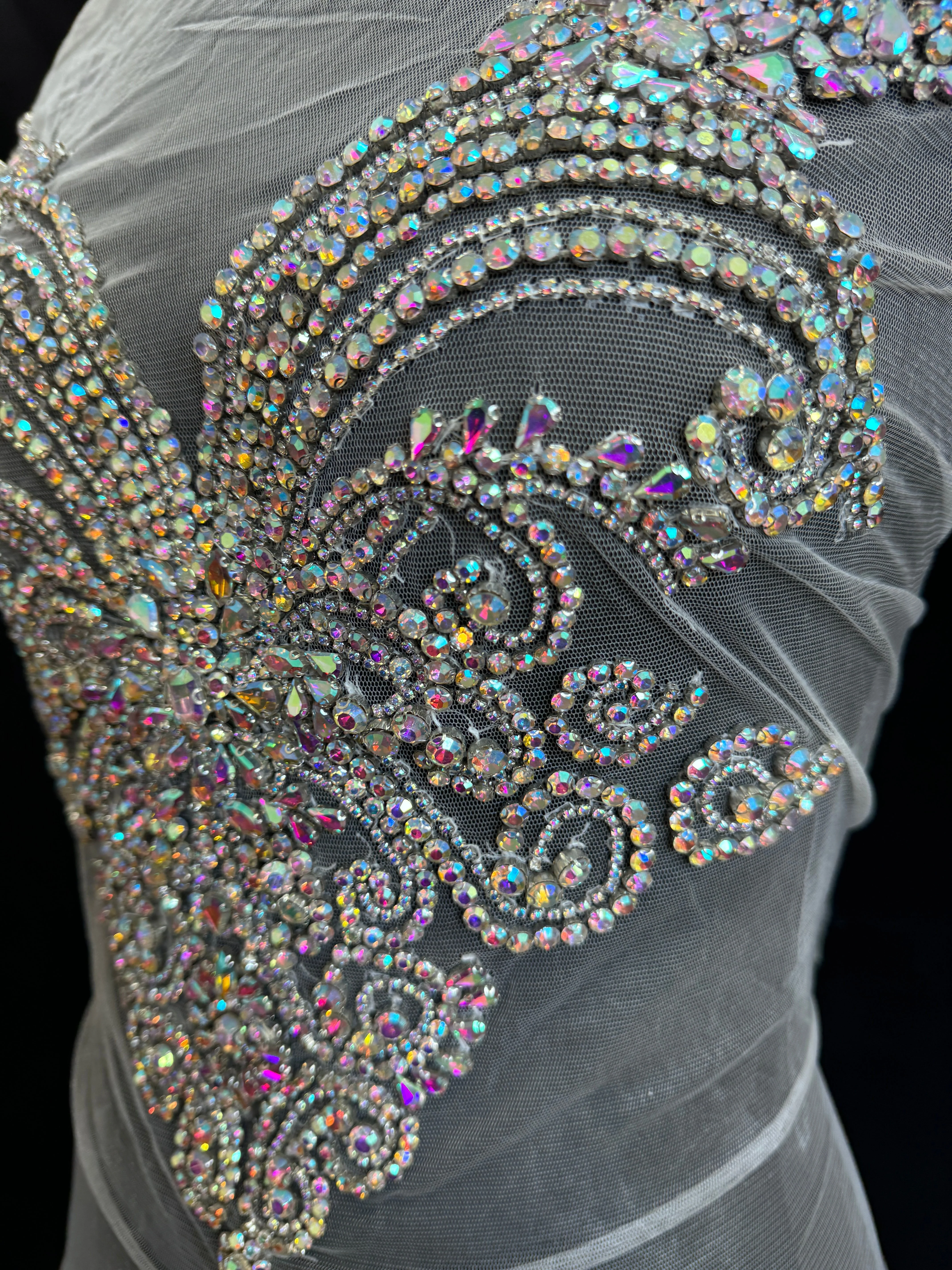 Amy Silver Iridescent Rhinestones Bodice Applique - Image 5
