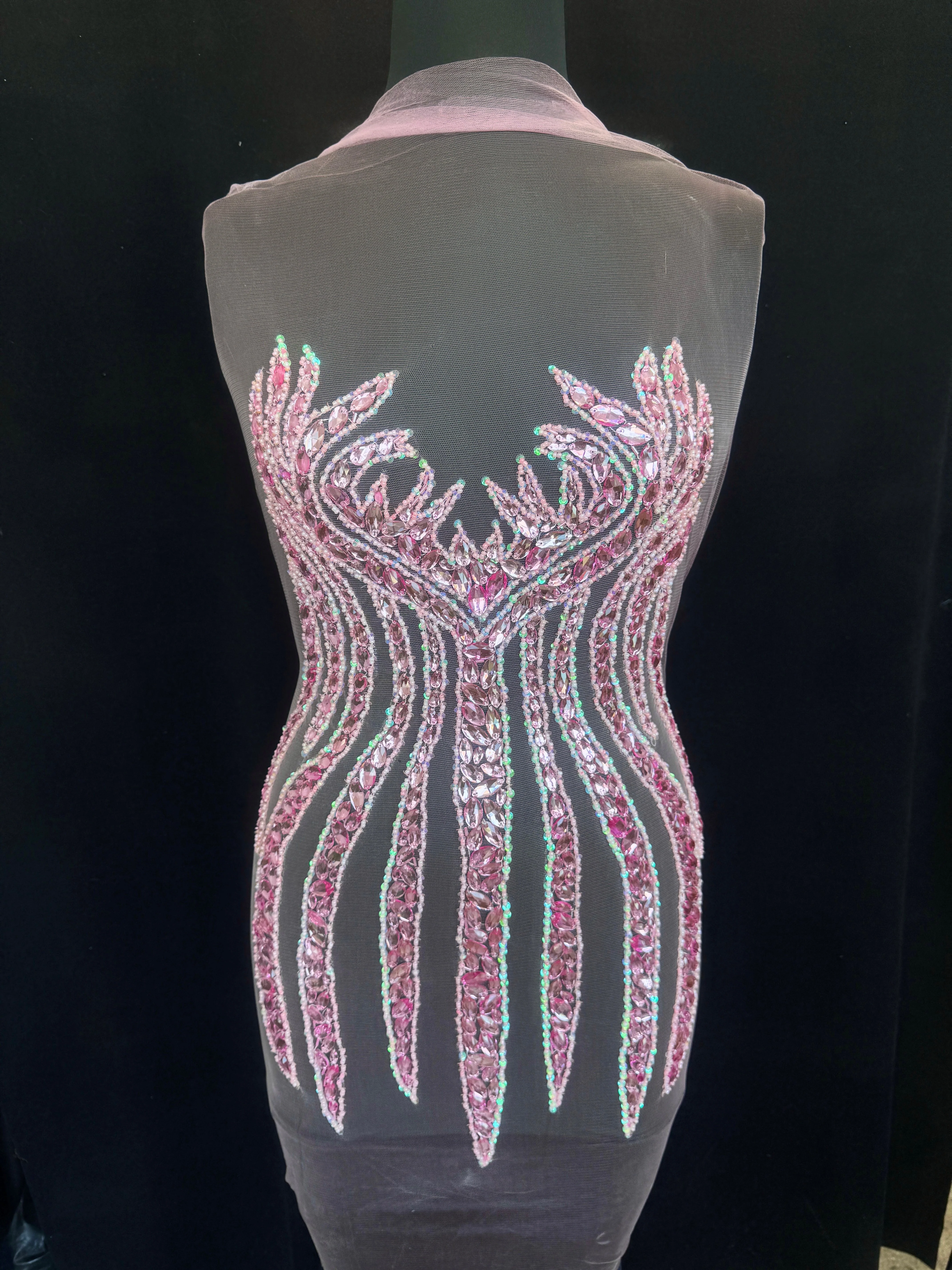 Anne Pink Rhinestone Bodice Applique - Image 2