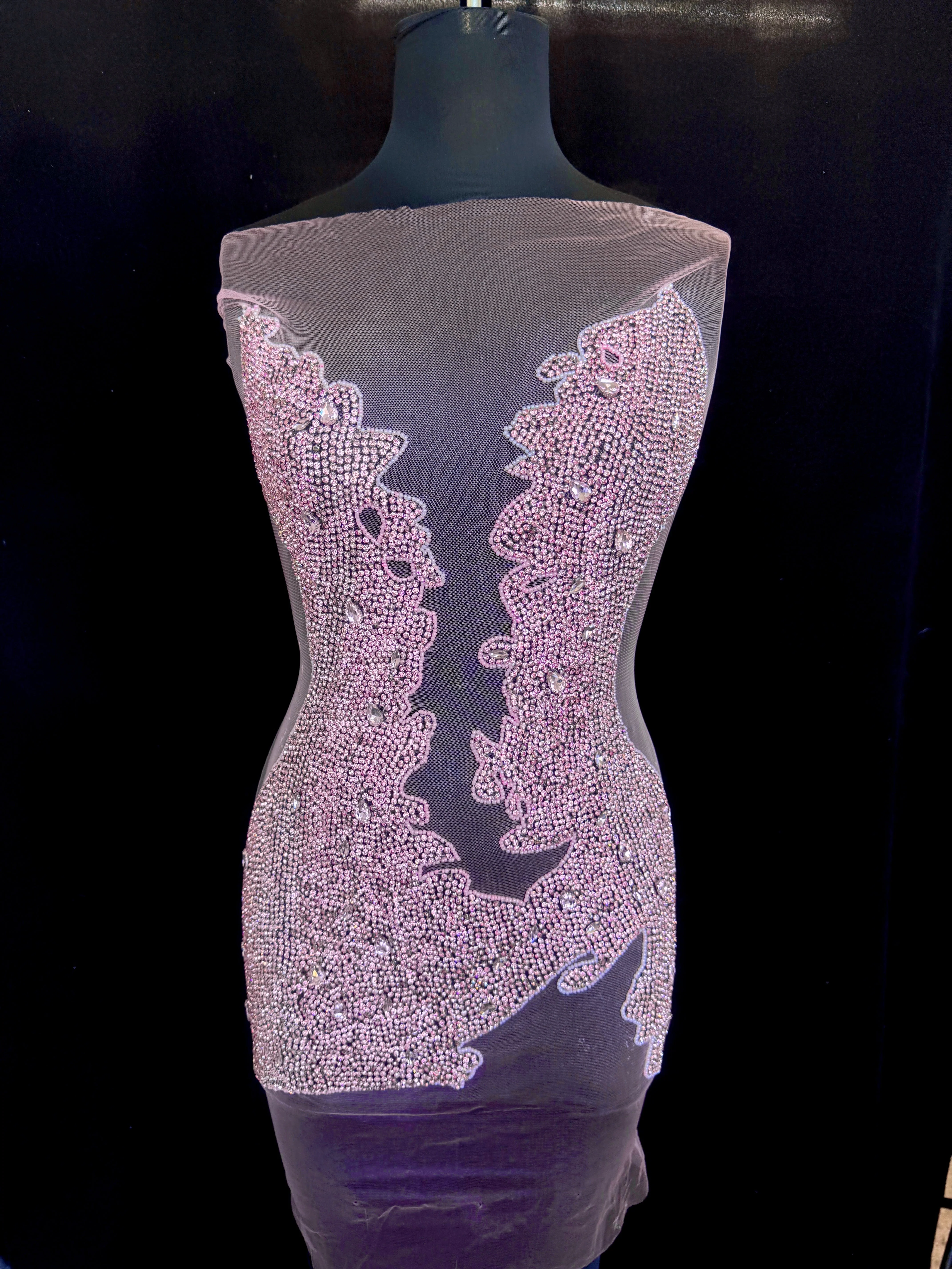 Anne Pink Rhinestone Bodice Applique - Image 4