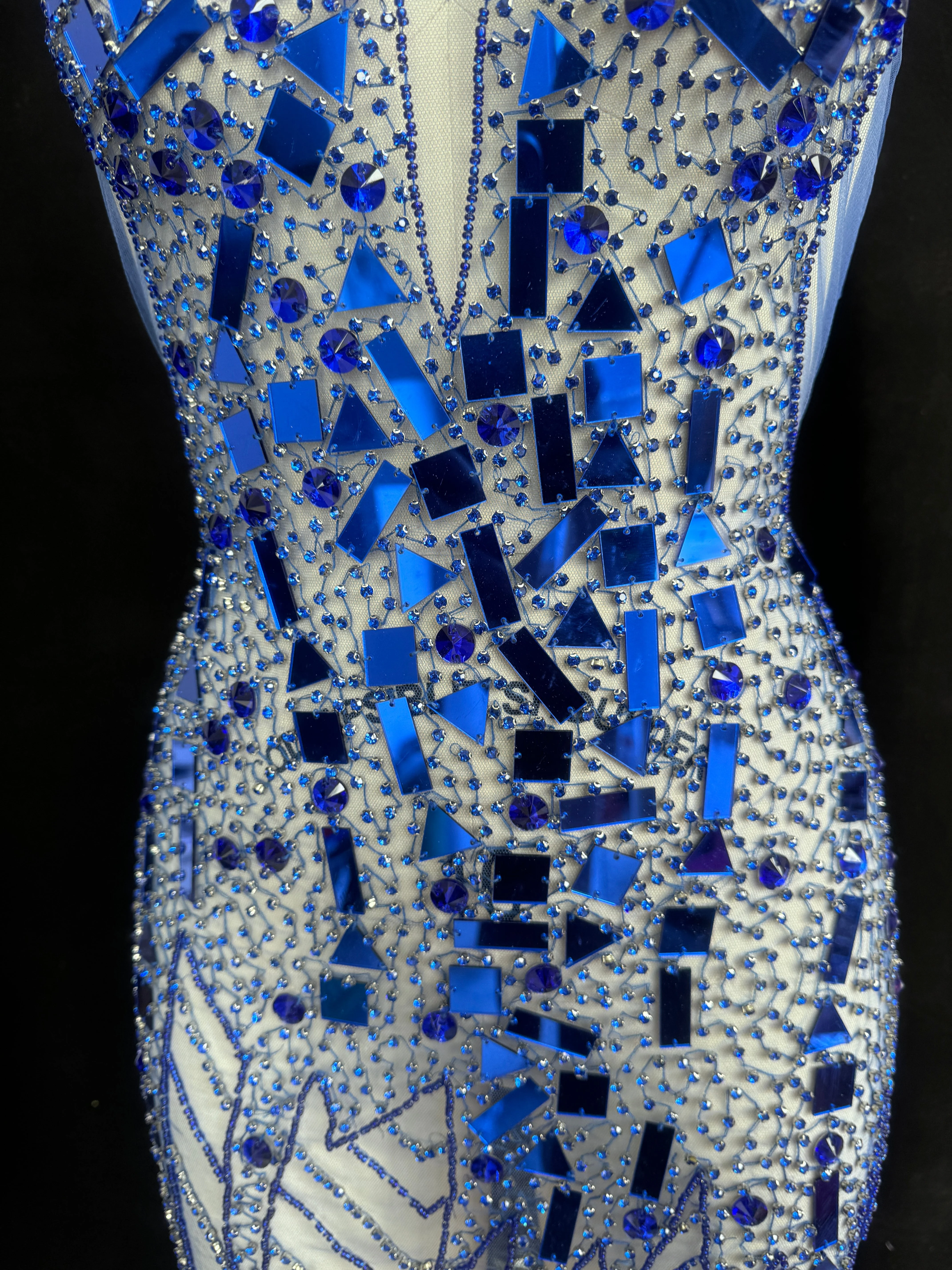 Anne Royal Blue Rhinestone Bodice Appliqué - Image 2