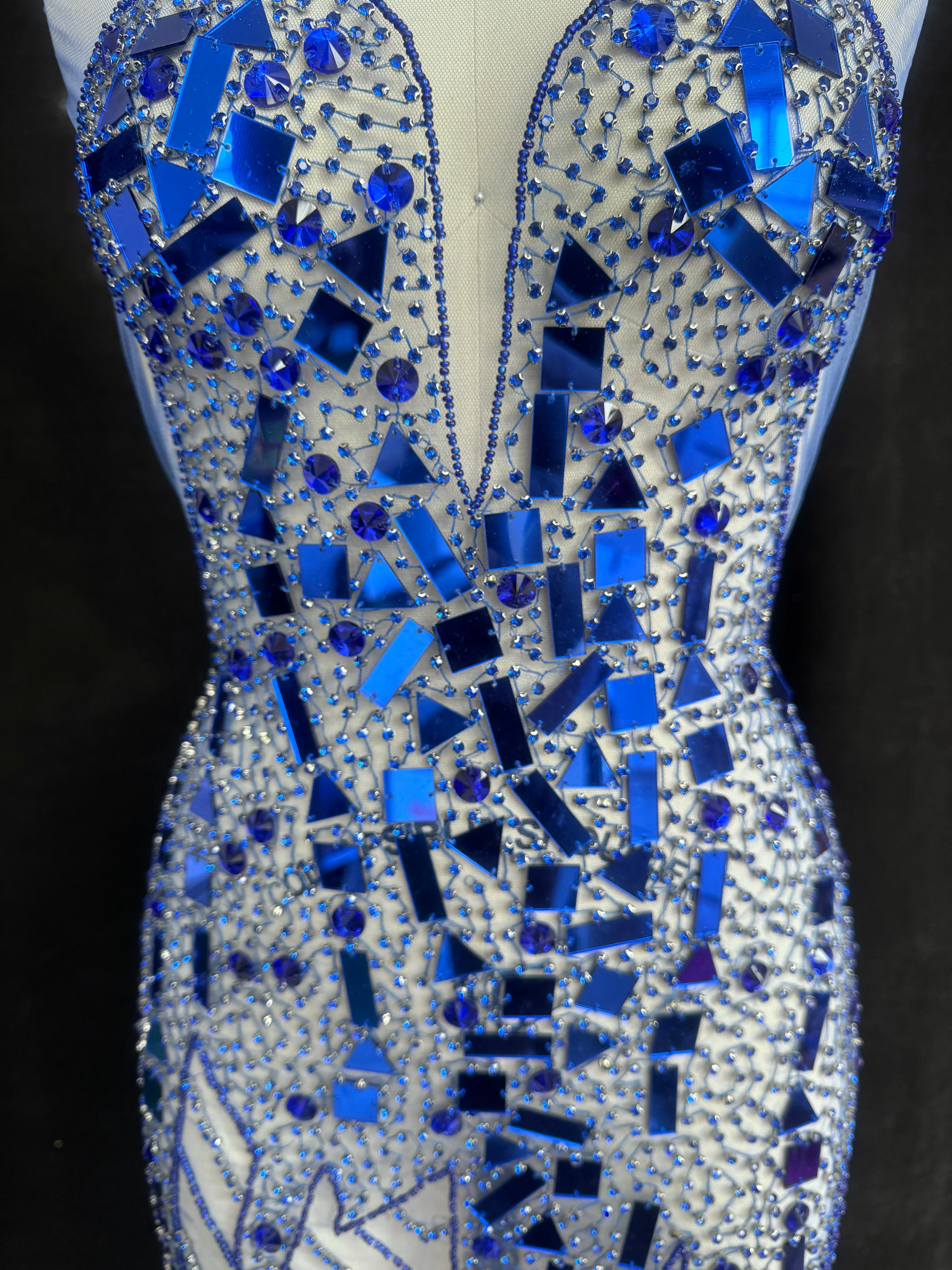 Anne Royal Blue Rhinestone Bodice Appliqué - Image 3