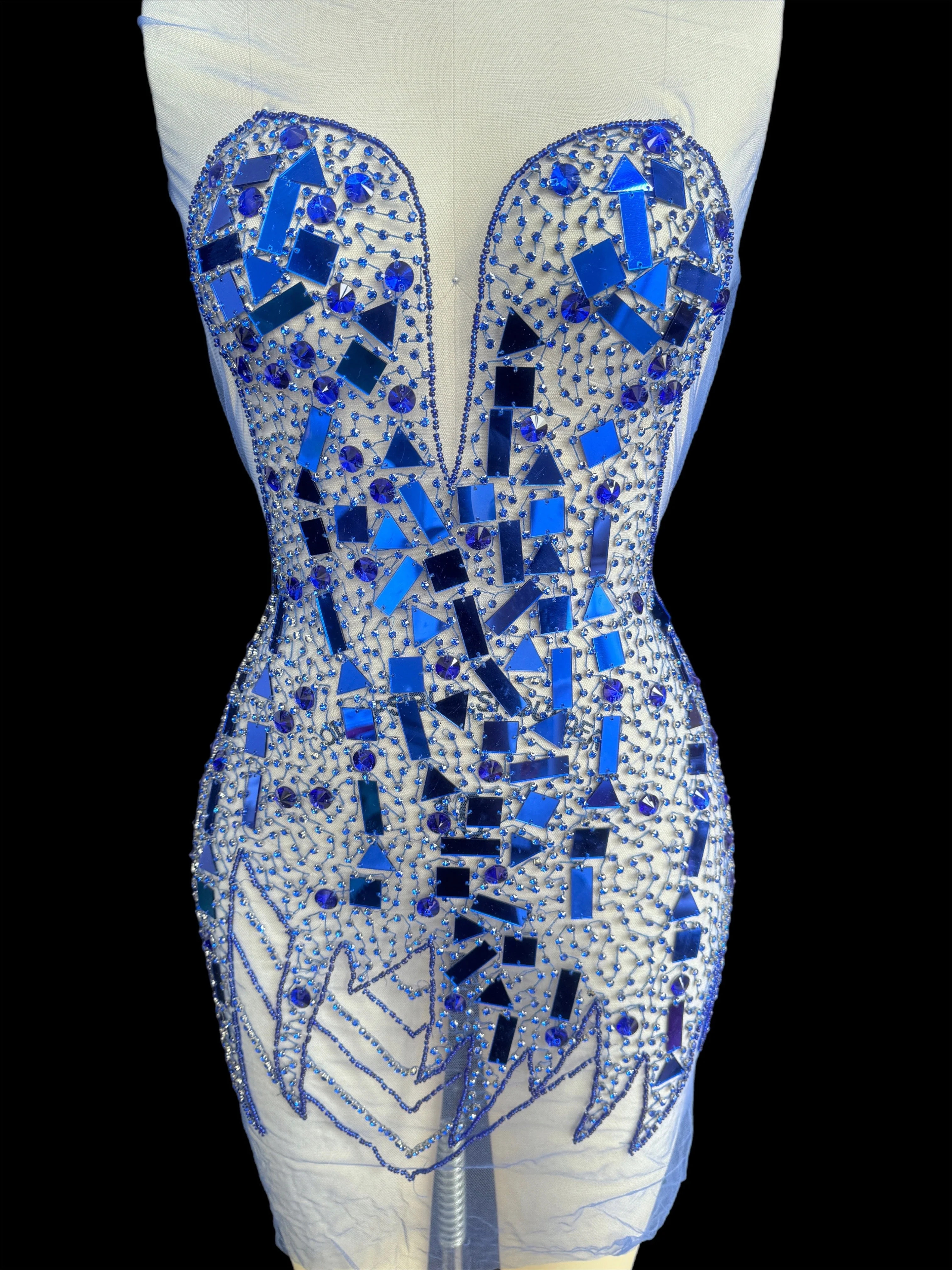 Anne Royal Blue Rhinestone Bodice Appliqué - Image 5