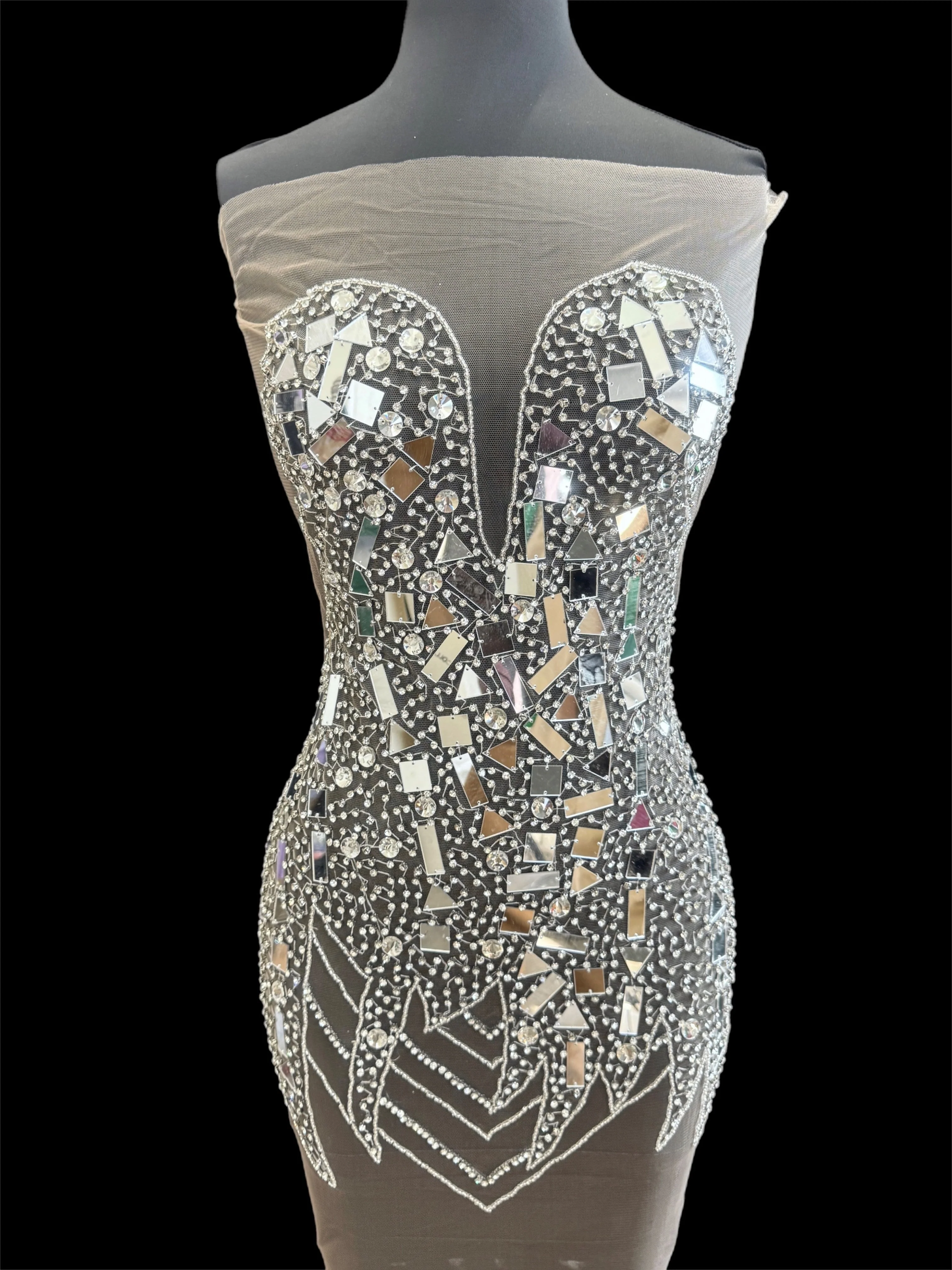 Anne Silver Mirror Rhinestone Bodice Applique
