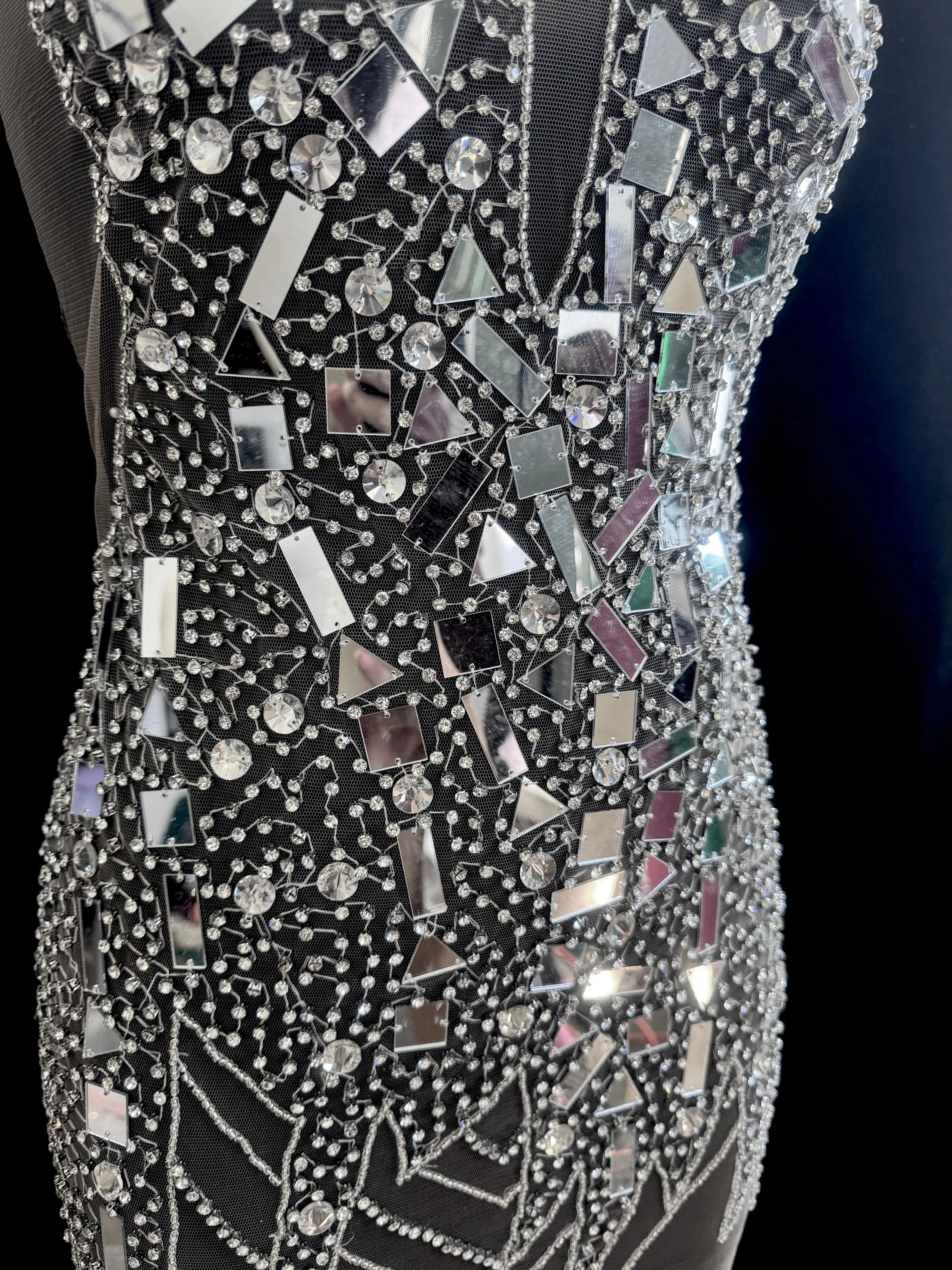 Anne Silver Mirror Rhinestone Bodice Applique - Image 2