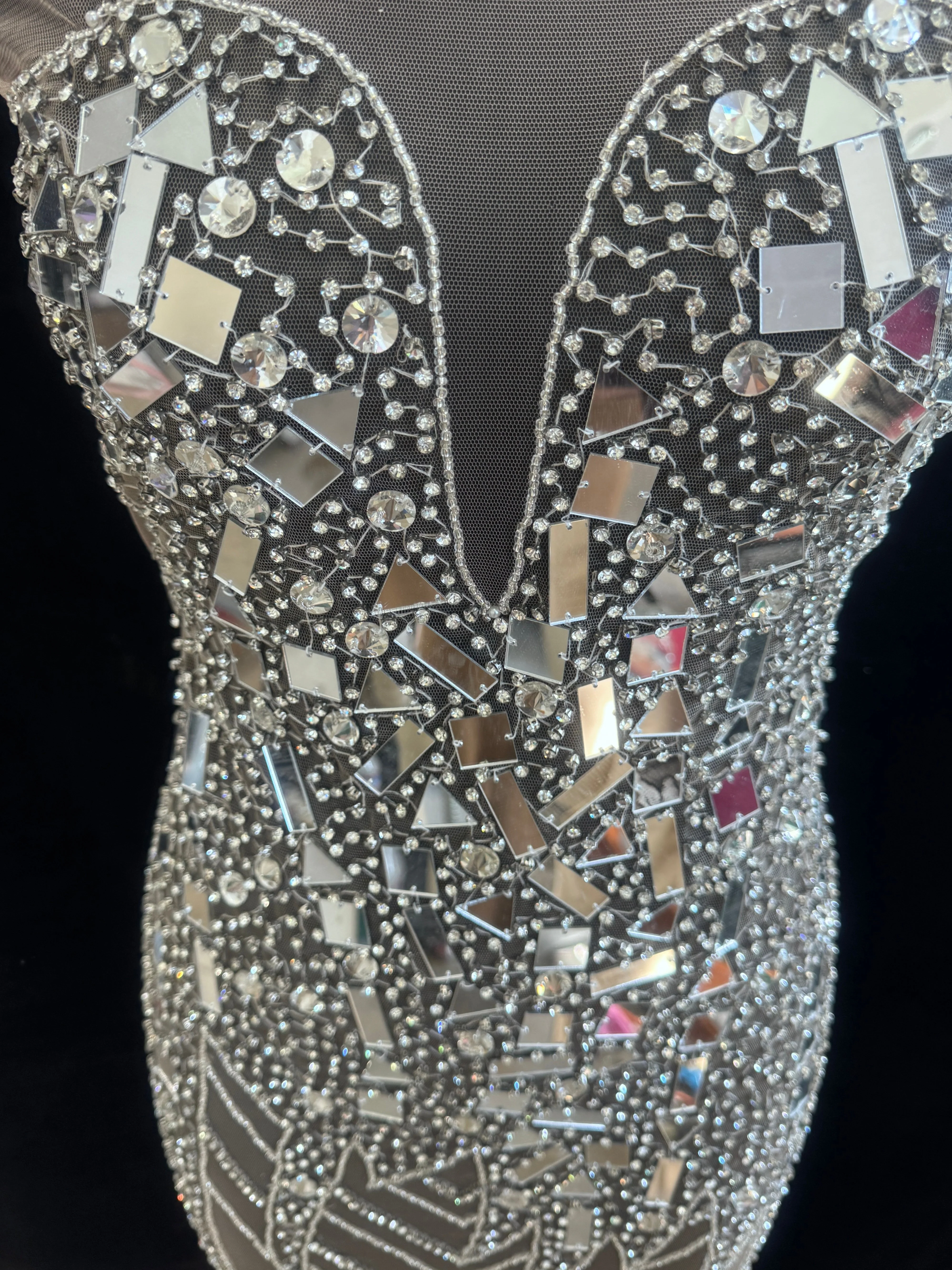 Anne Silver Mirror Rhinestone Bodice Applique - Image 3