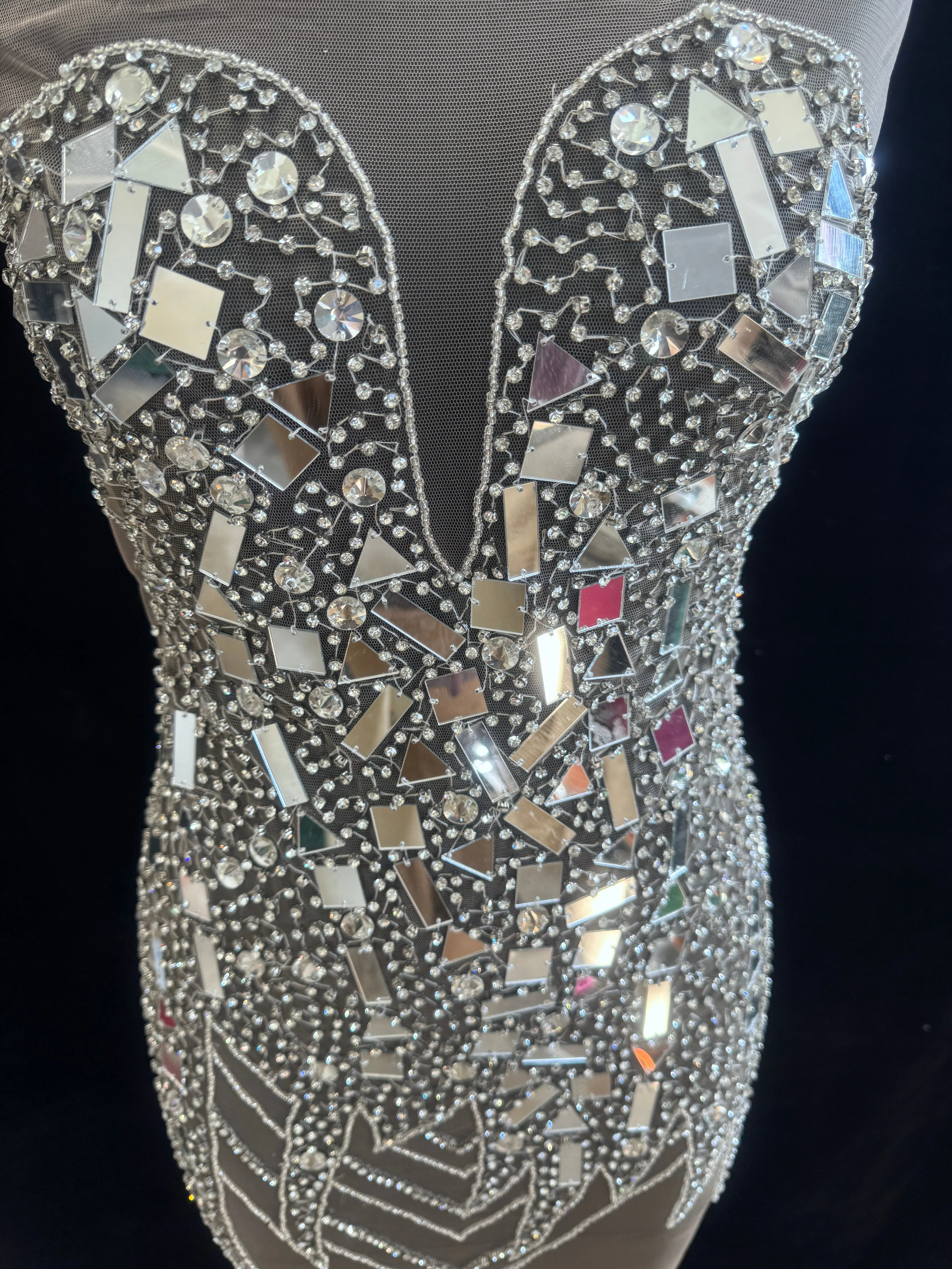 Anne Silver Mirror Rhinestone Bodice Applique - Image 4