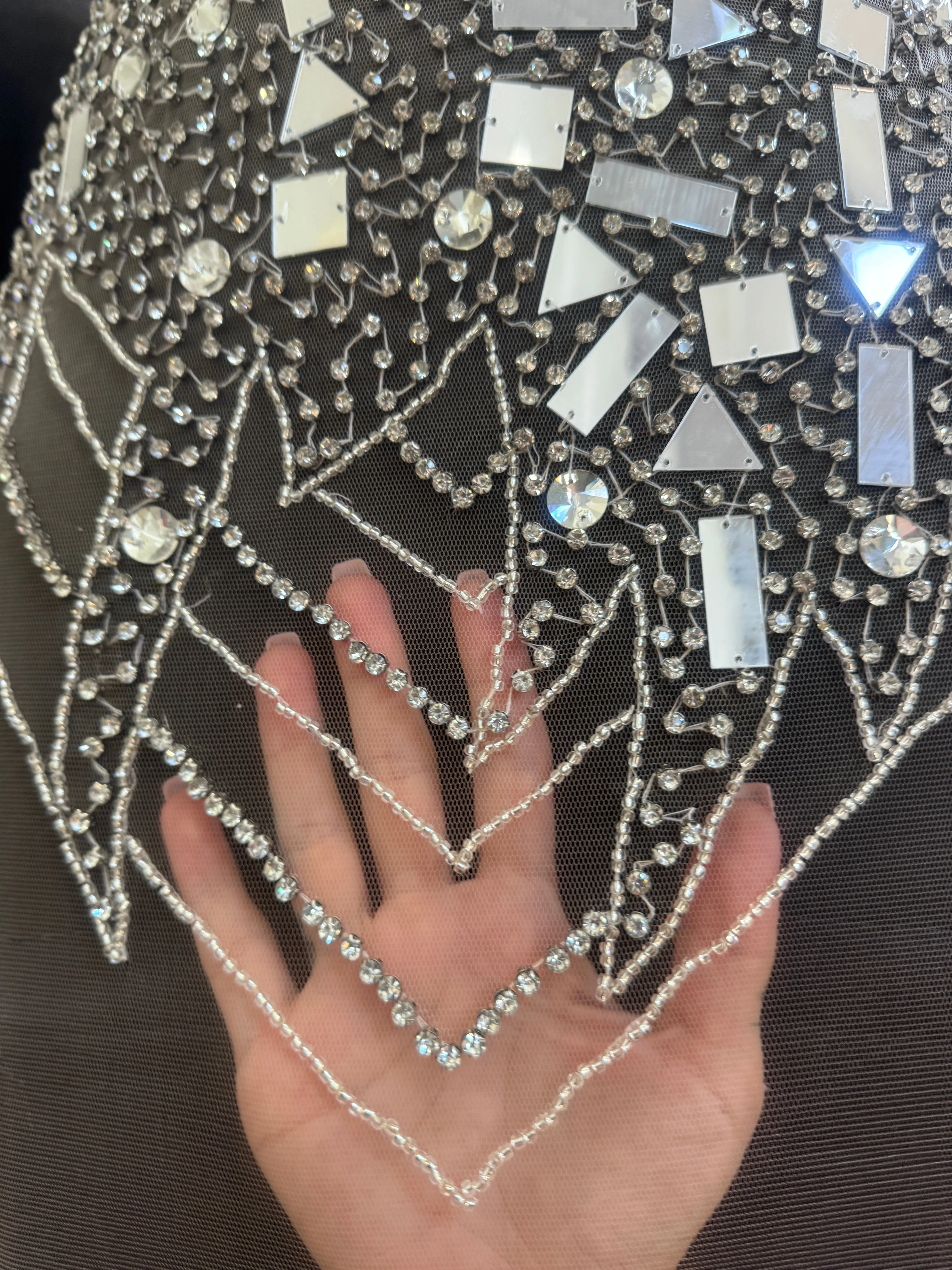 Anne Silver Mirror Rhinestone Bodice Applique - Image 5