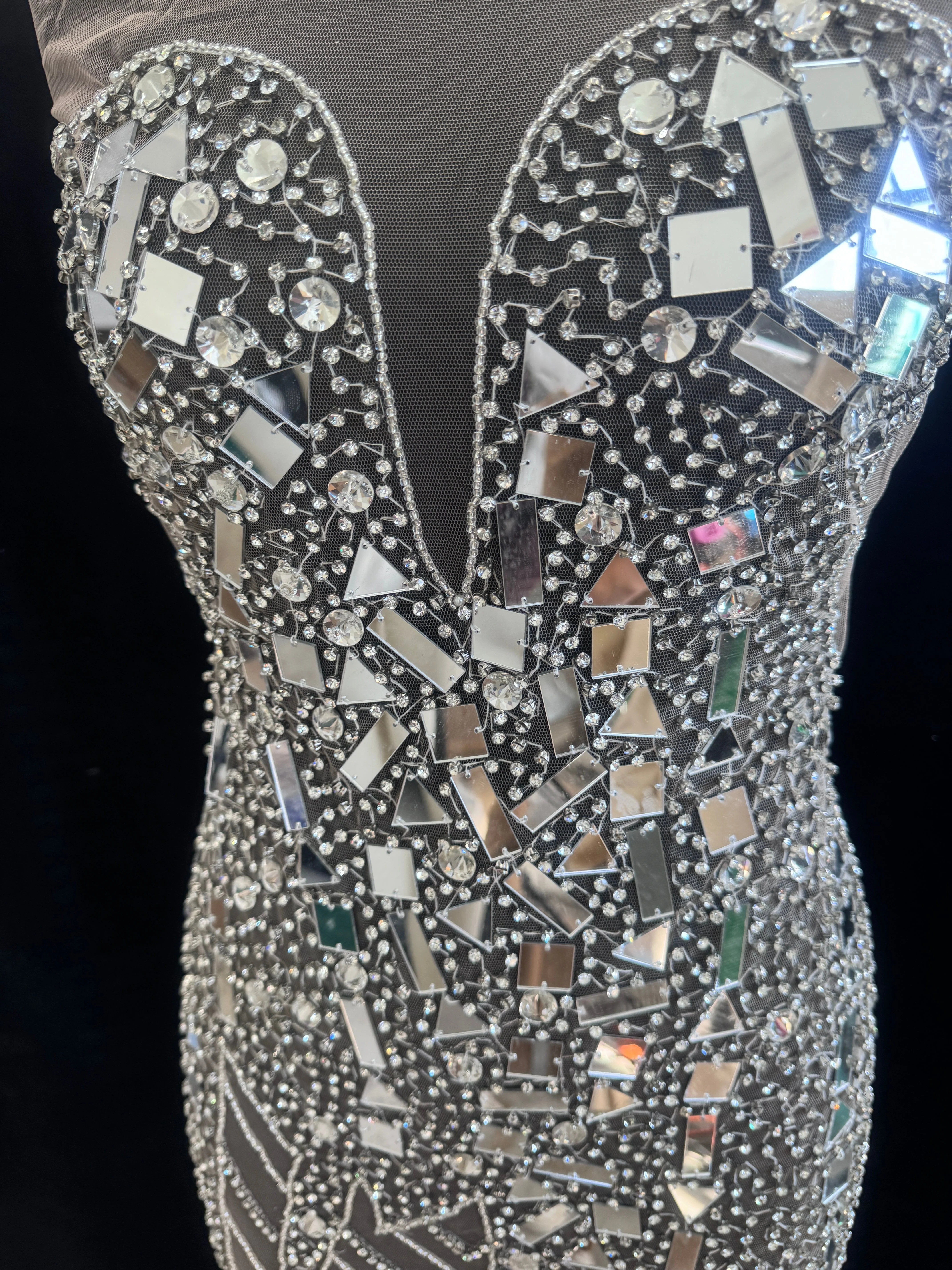 Anne Silver Mirror Rhinestone Bodice Applique - Image 7