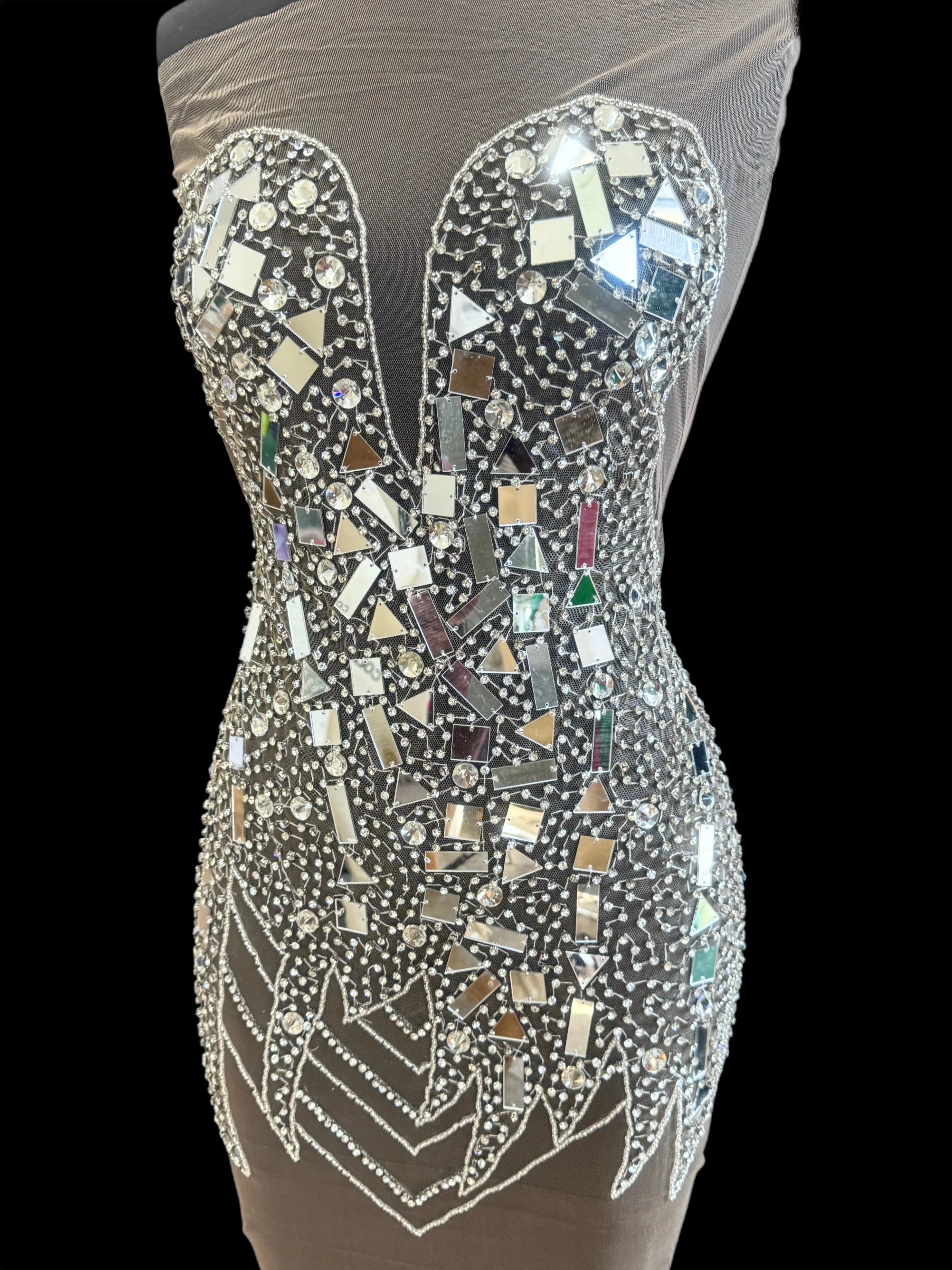 Anne Silver Mirror Rhinestone Bodice Applique - Image 8