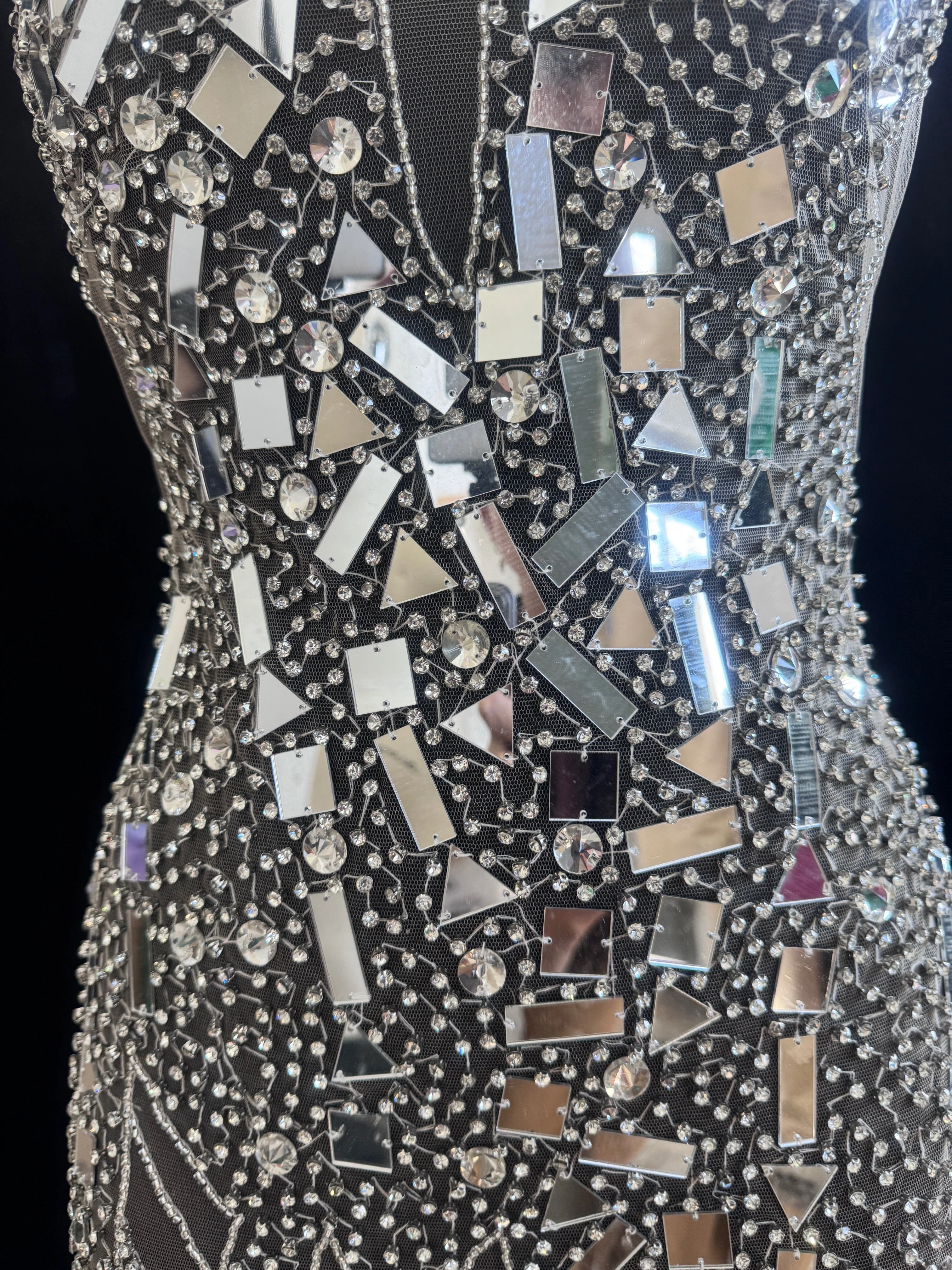 Anne Silver Mirror Rhinestone Bodice Applique - Image 9