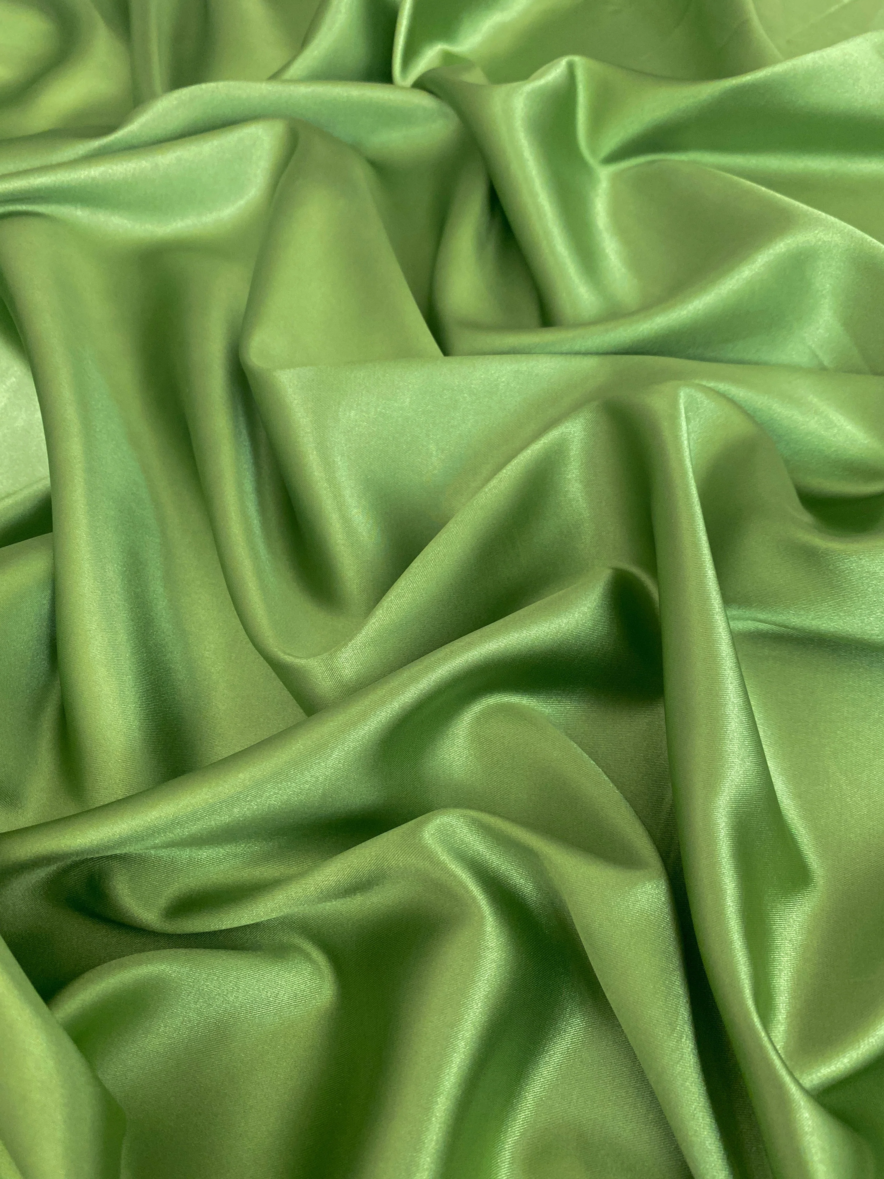 Apple Green Silky Stretch Satin - Image 3