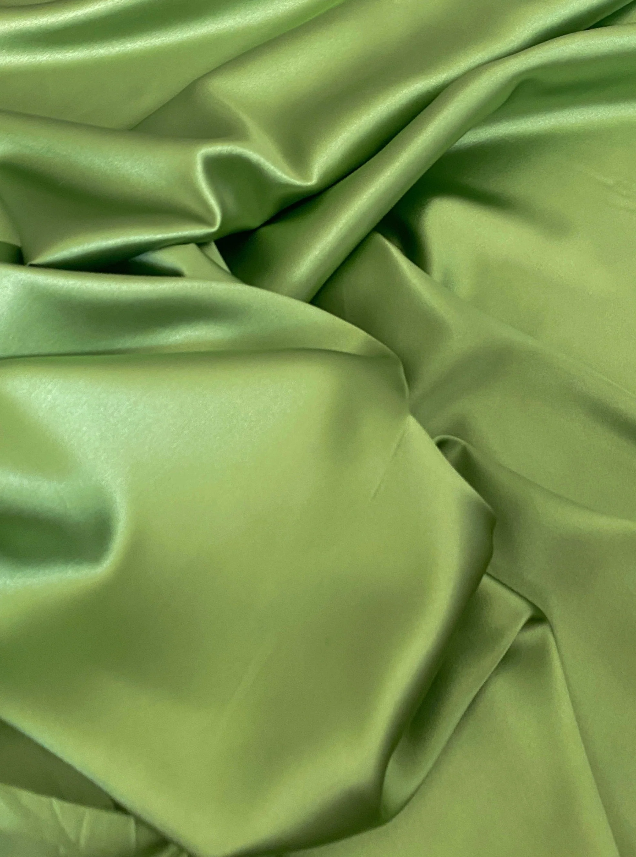 Apple Green Silky Stretch Satin - Image 7