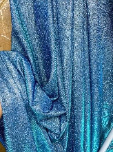 Aqua Blue Stretch Metallic Lurex - Image 4