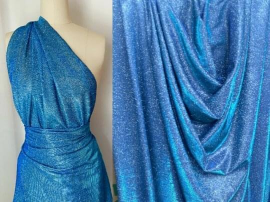 Aqua Blue Stretch Metallic Lurex - Image 6