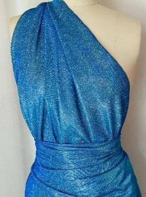 Aqua Blue Stretch Metallic Lurex - Image 7