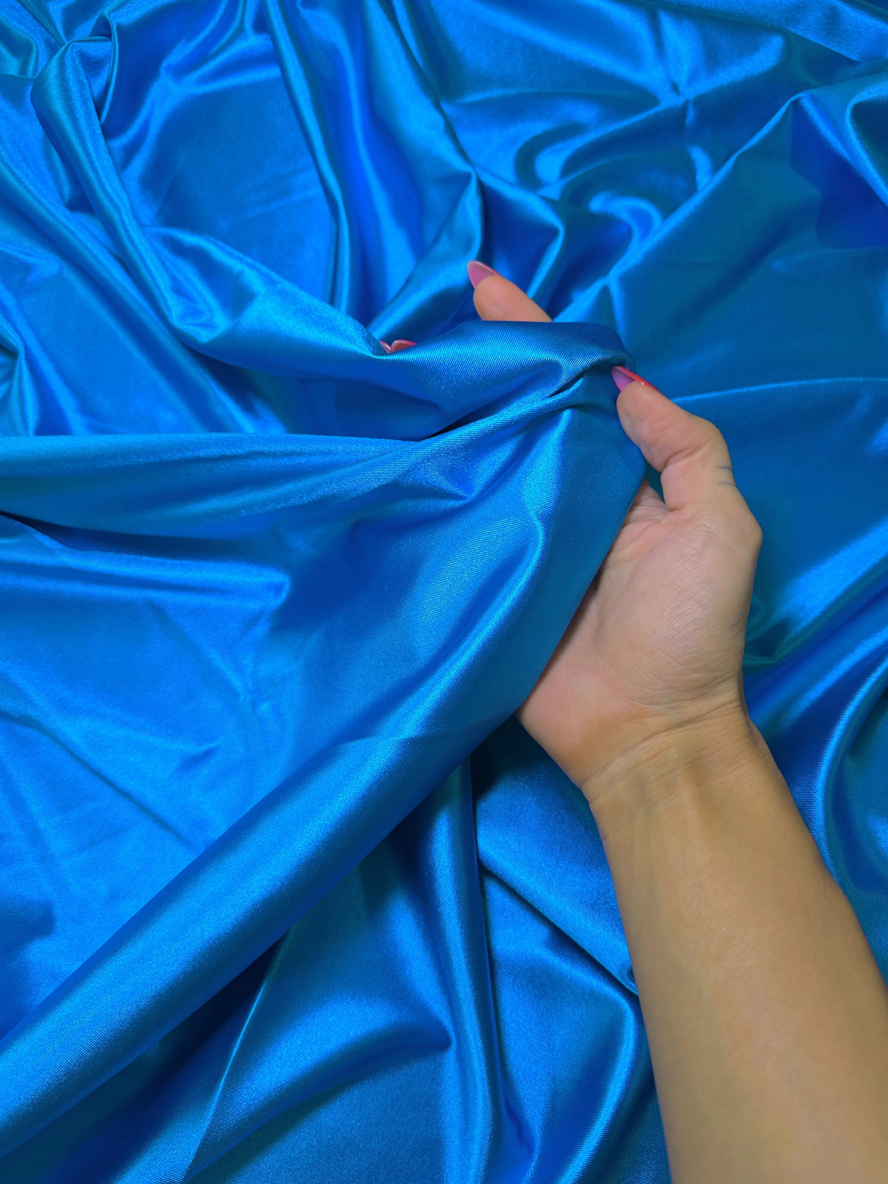Aqua Blue Shiny Nylon Spandex - Image 2