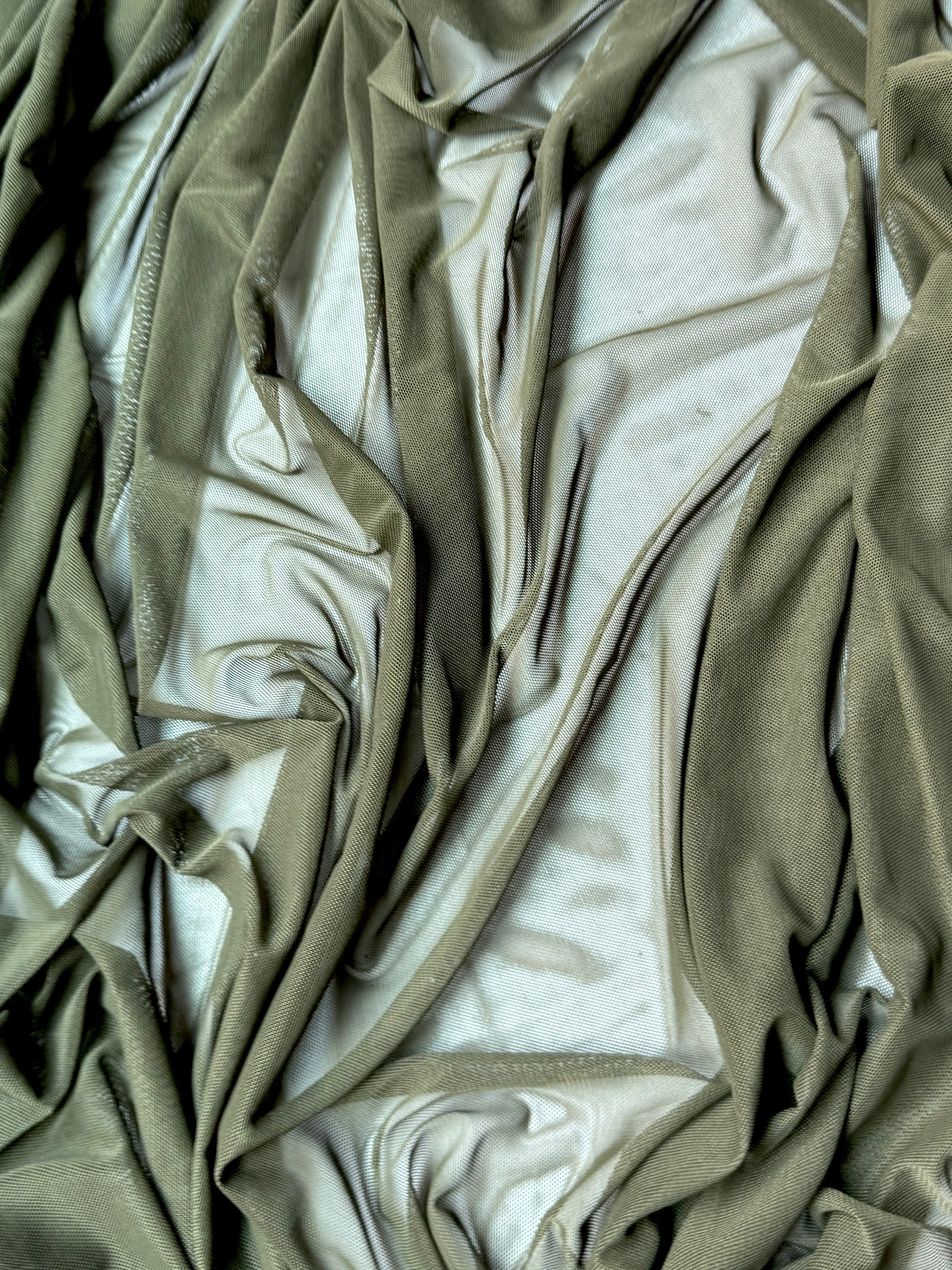 Army Green 4 Way Stretch Power Mesh - Image 4