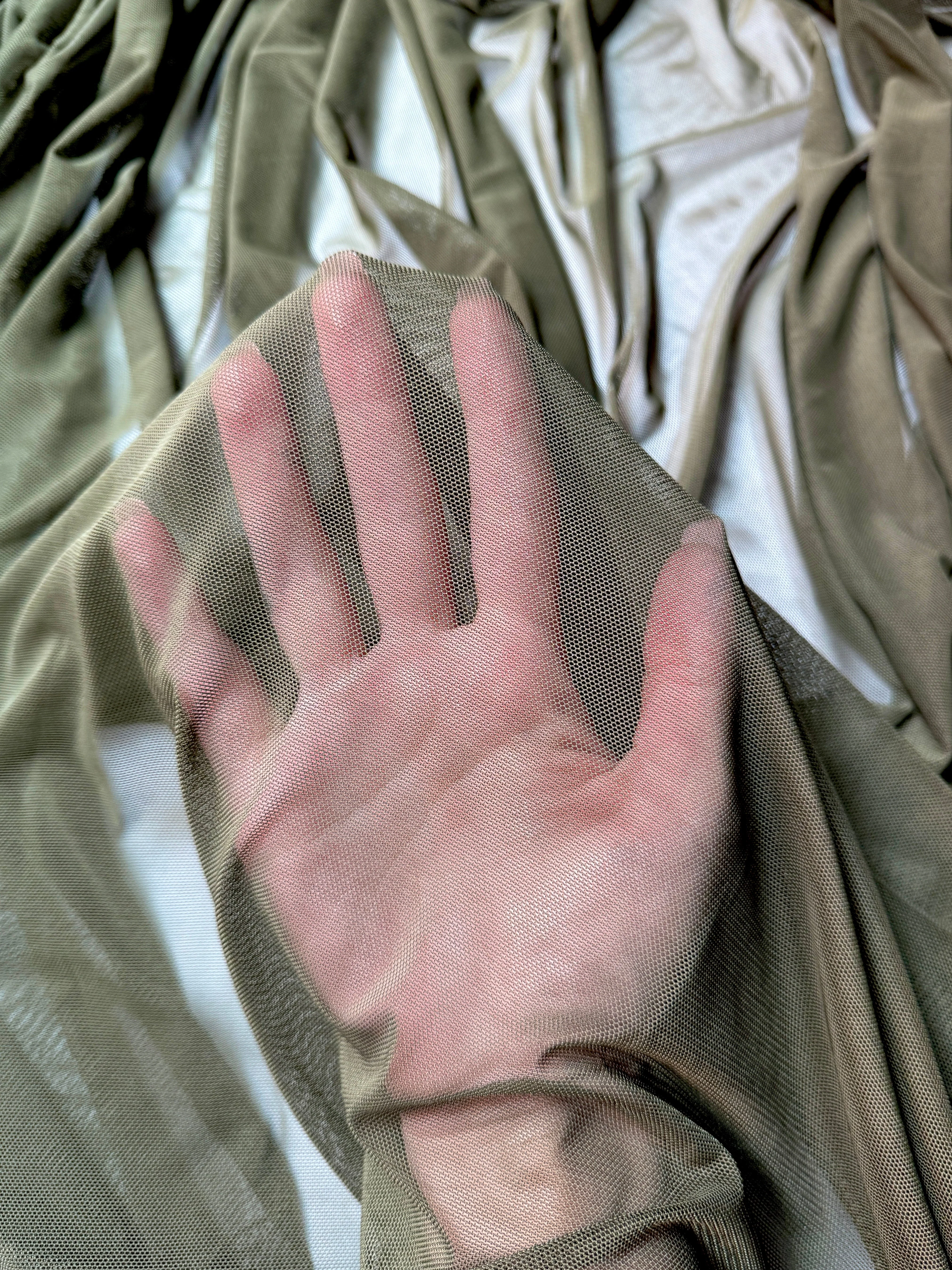 Army Green 4 Way Stretch Power Mesh - Image 6