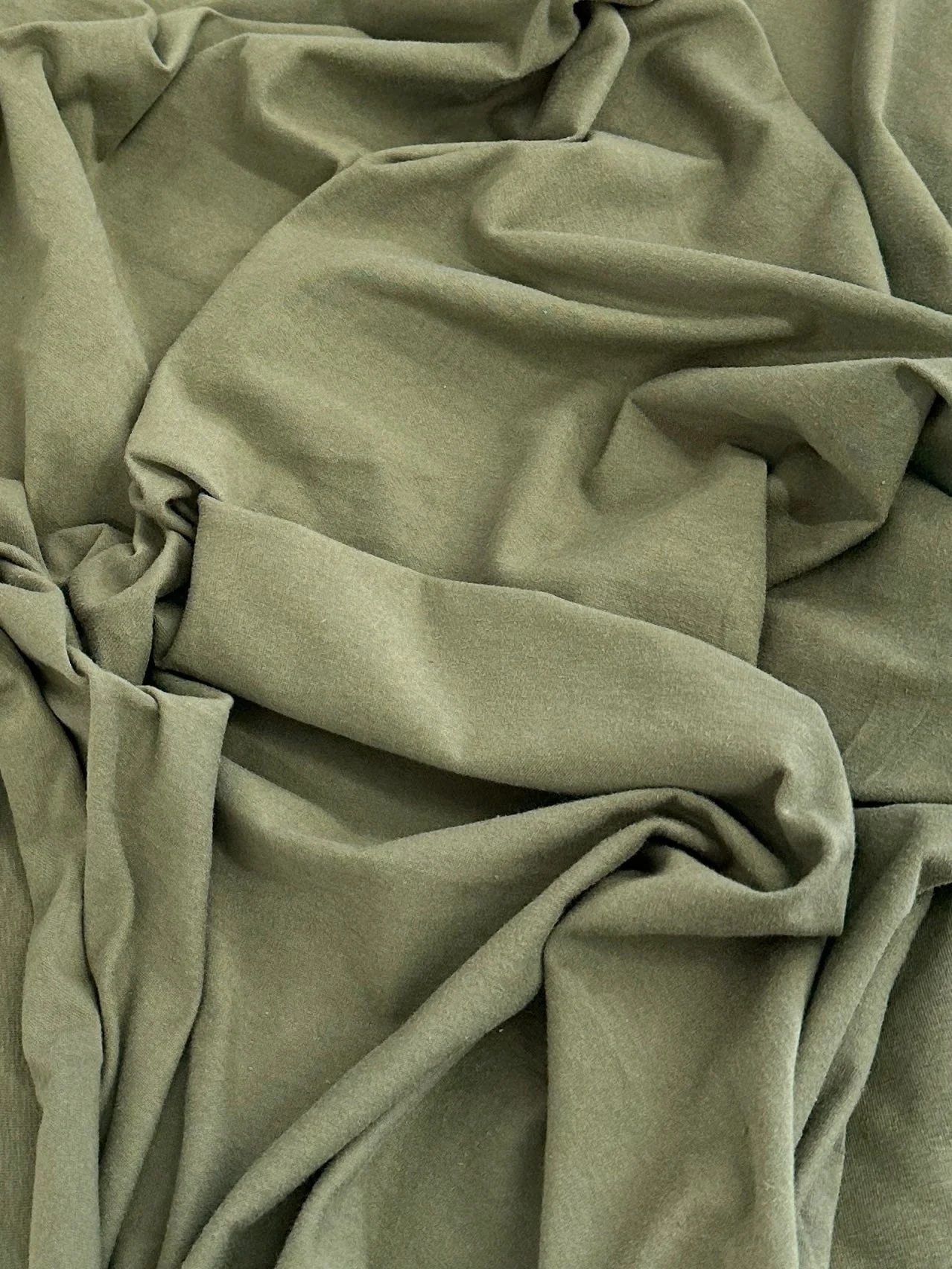 Army Green Cotton Jersey Knit - Image 7