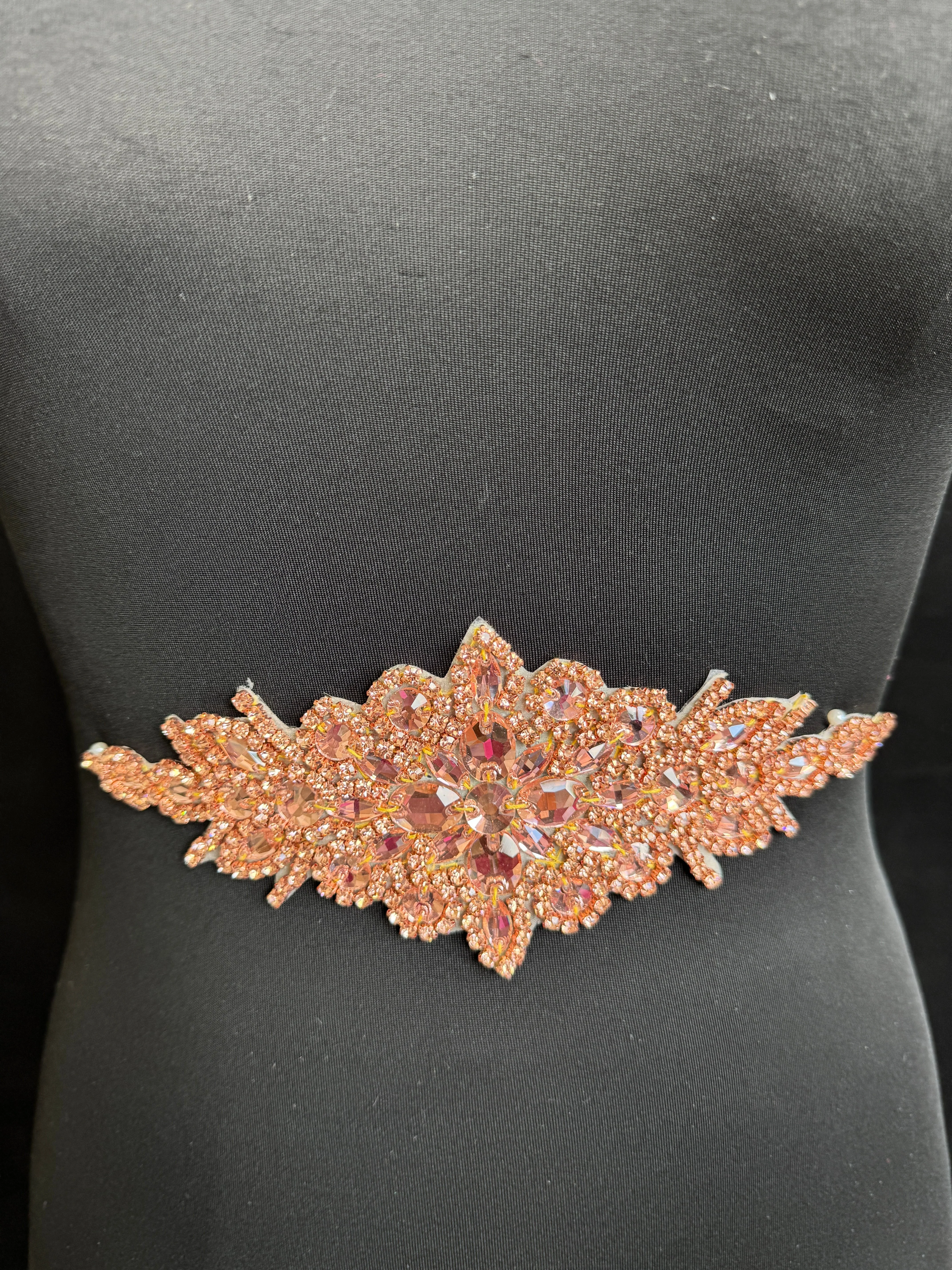 Asia Blush Pink Rhinestones Belt Applique - Image 3