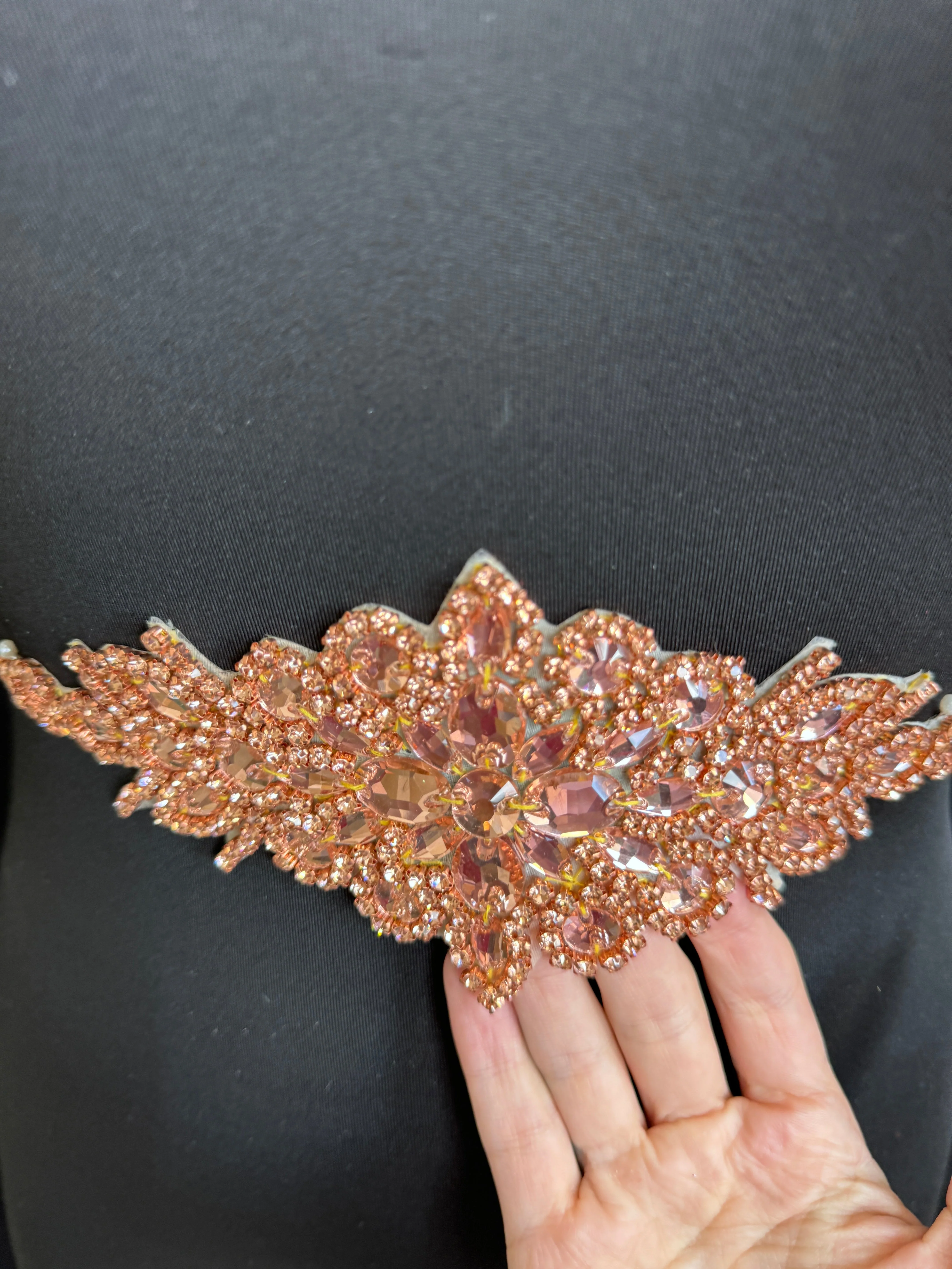 Asia Blush Pink Rhinestones Belt Applique - Image 4