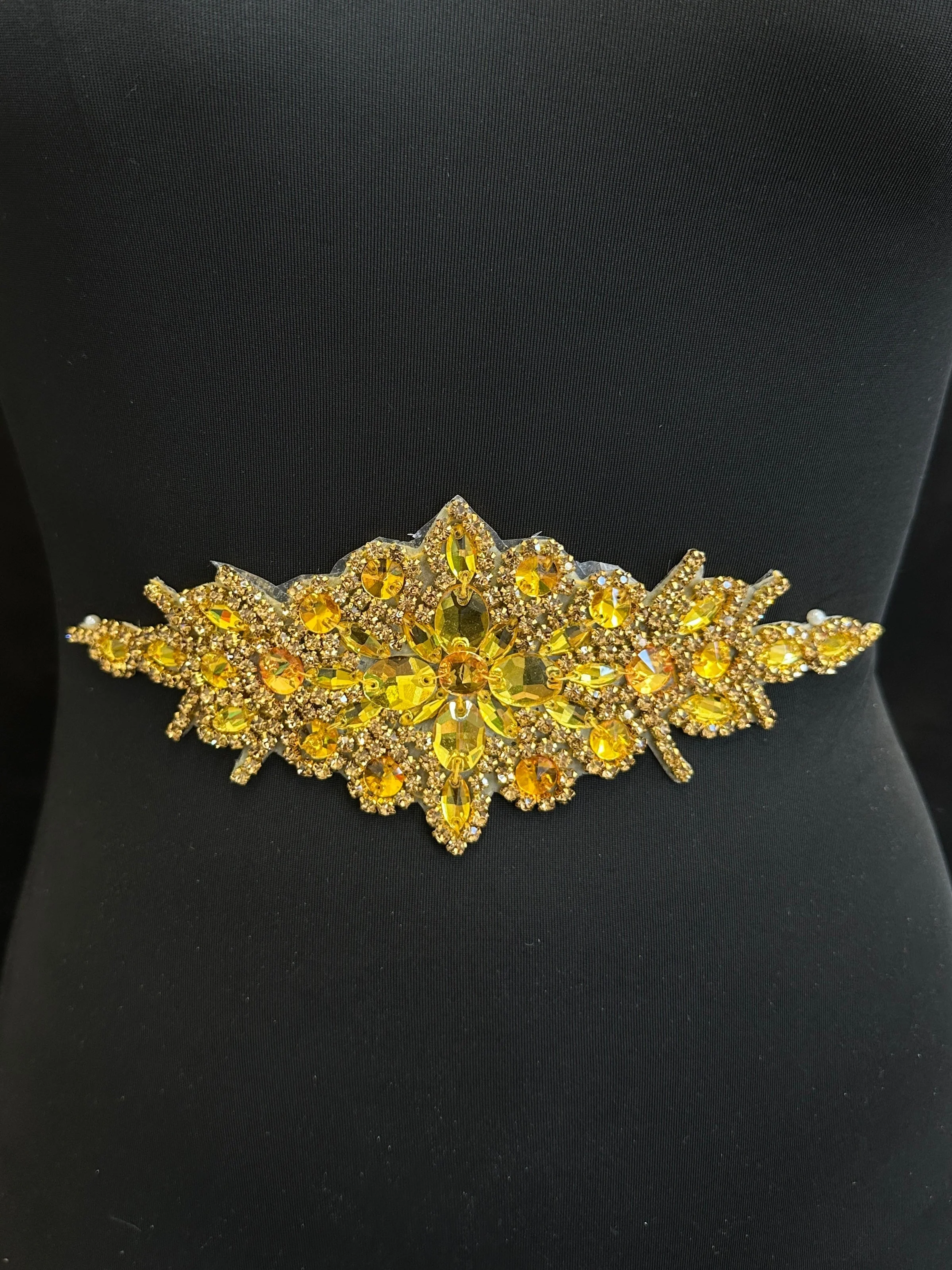 Asia Gold Iron On Rhinestones Belt Applique - Image 2