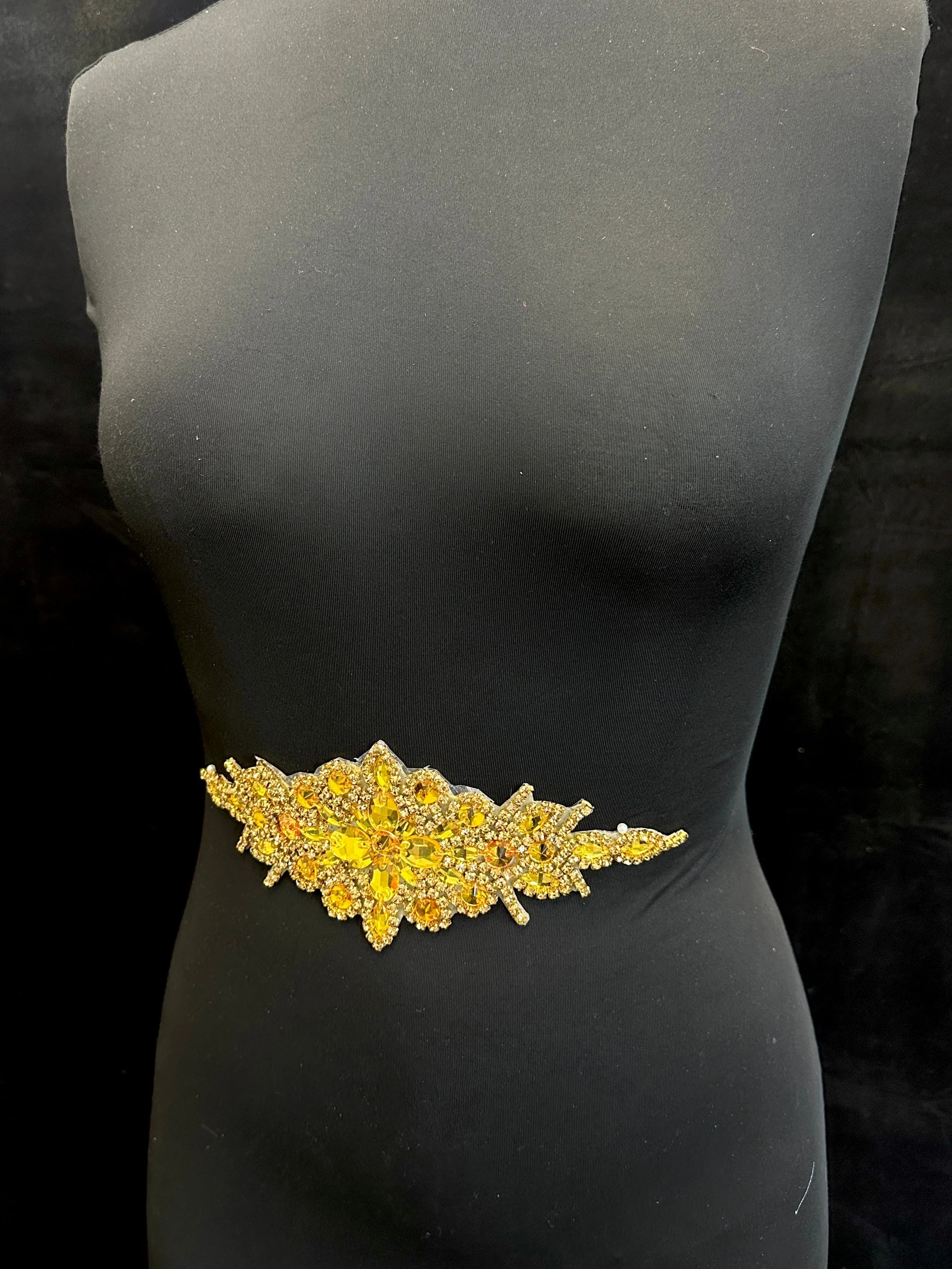 Asia Gold Iron On Rhinestones Belt Applique - Image 3