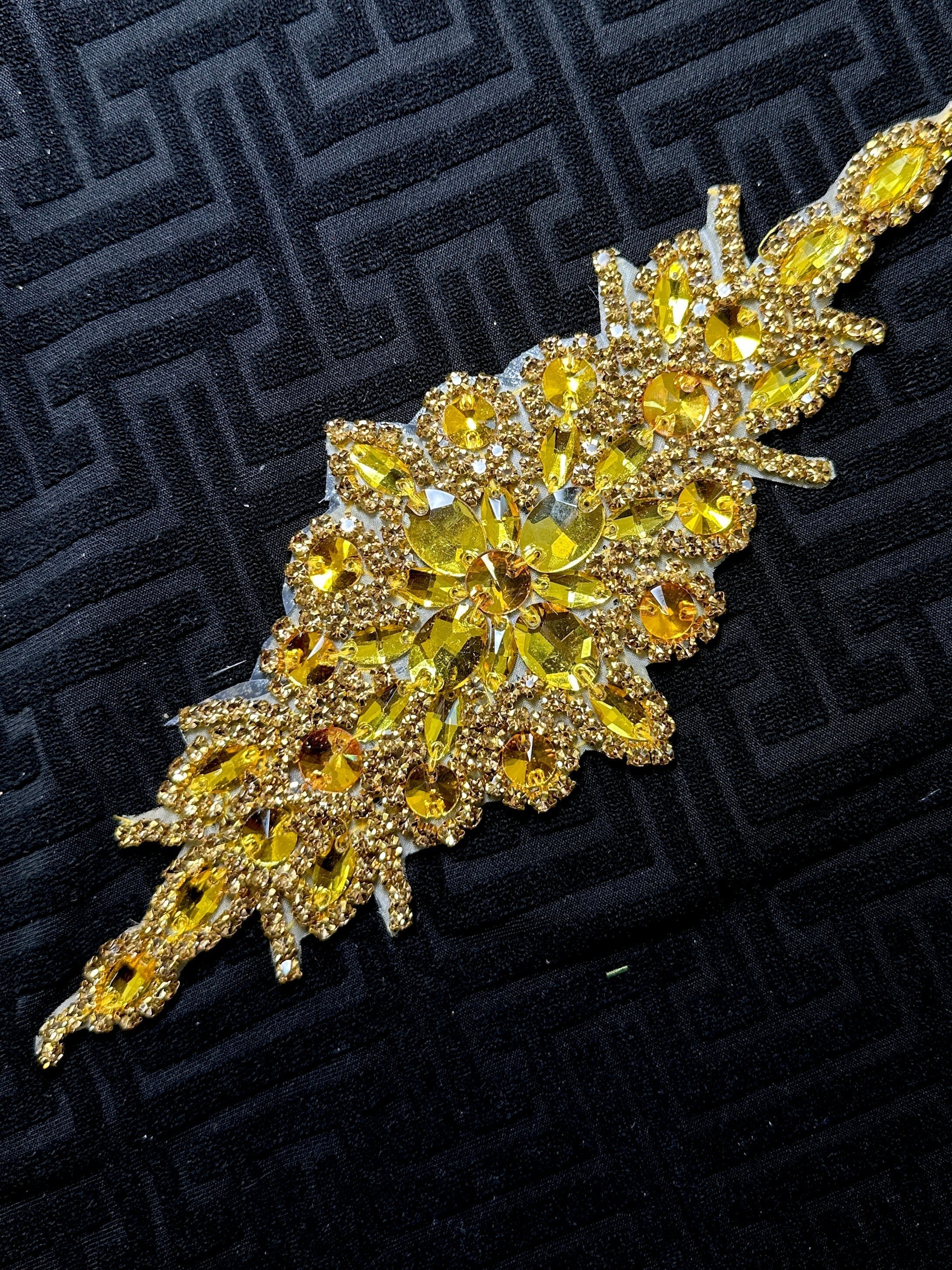 Asia Gold Iron On Rhinestones Belt Applique - Image 5