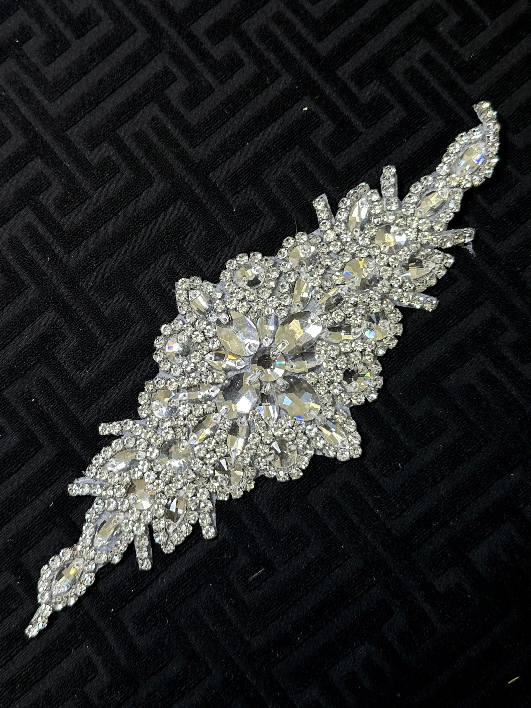 Asia Silver Iron On Rhinestones Belt Applique - Image 6