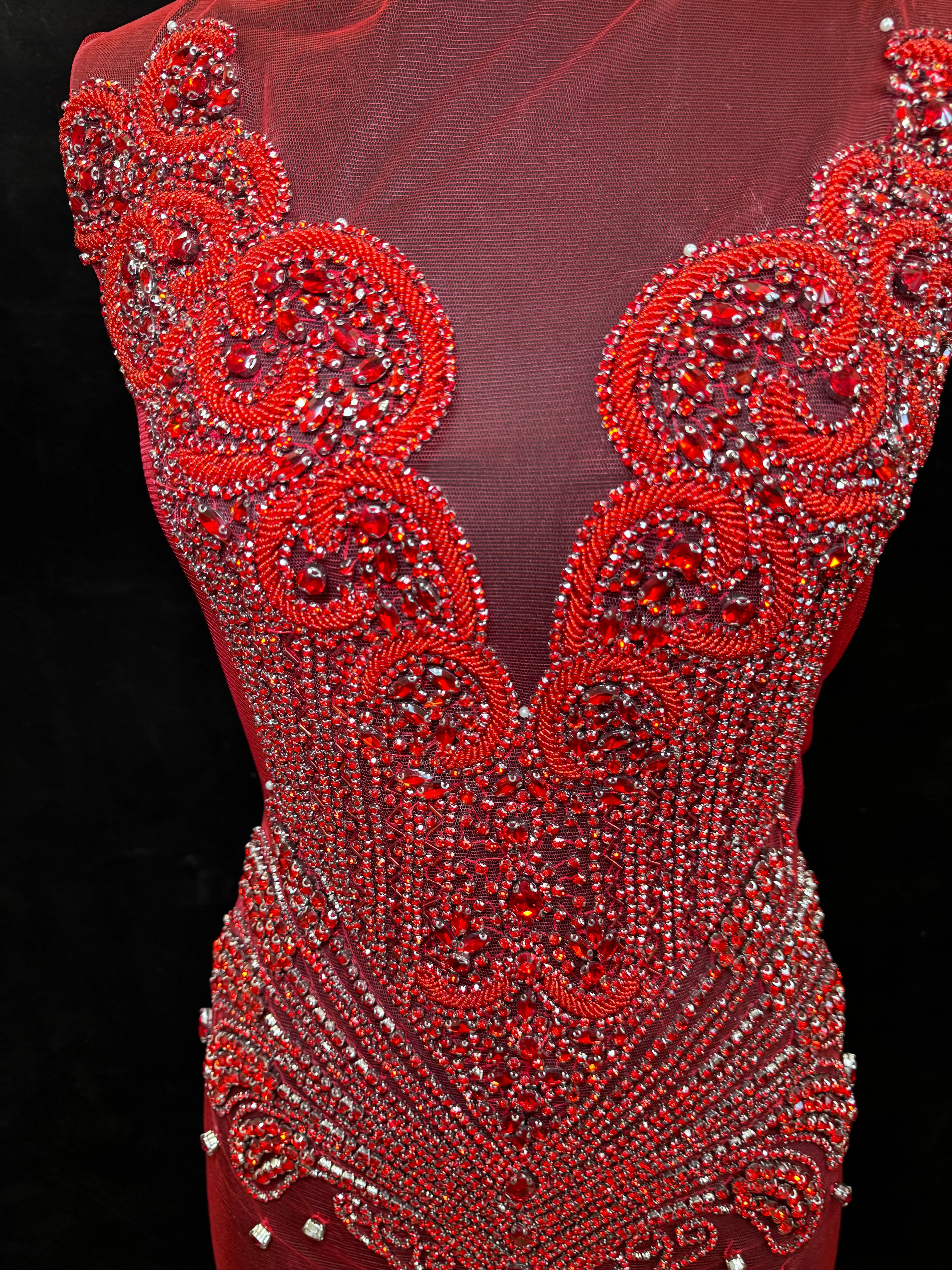 Carla Red Rhinestones Bodice Applique - Image 2