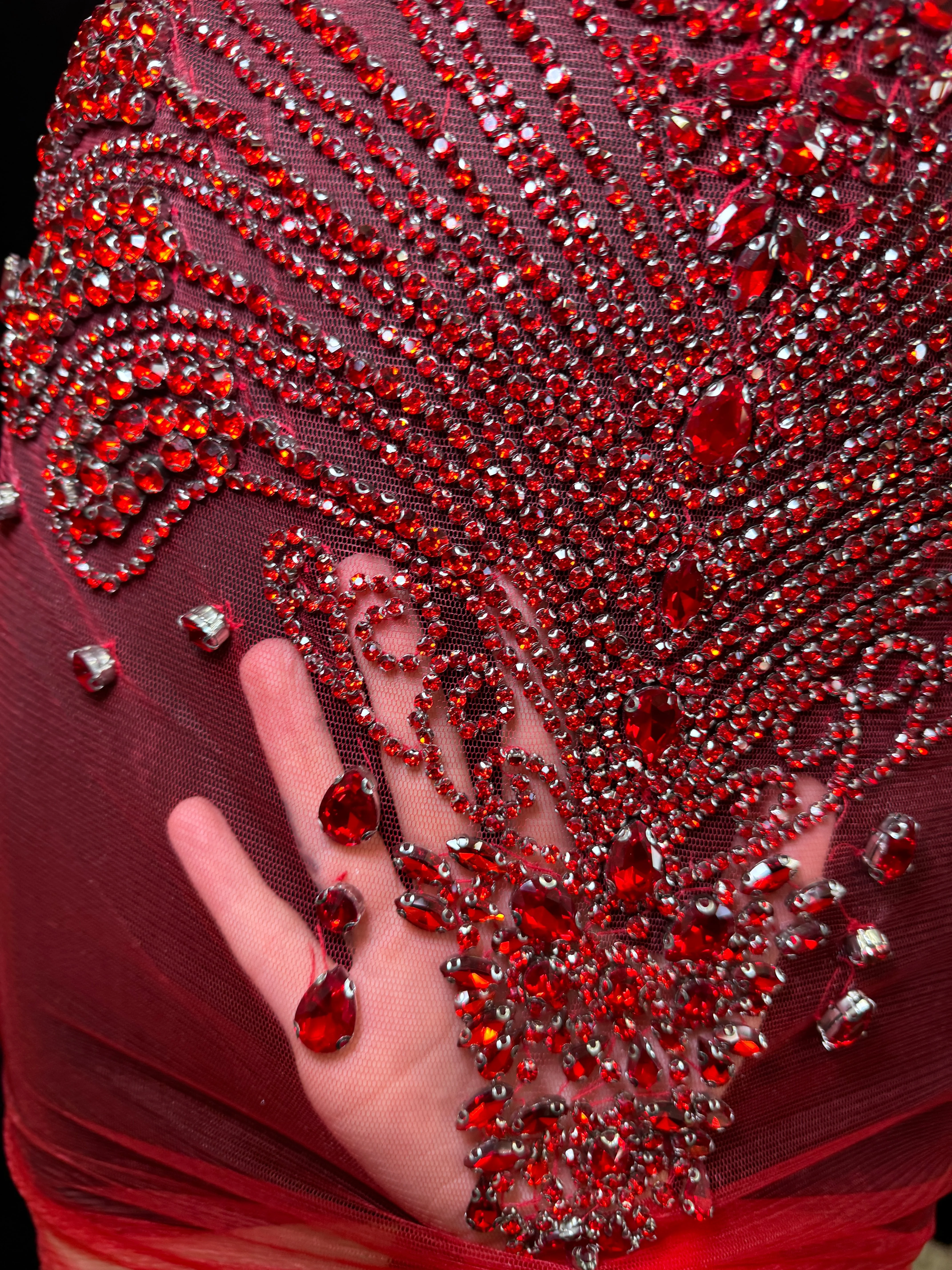 Carla Red Rhinestones Bodice Applique - Image 3