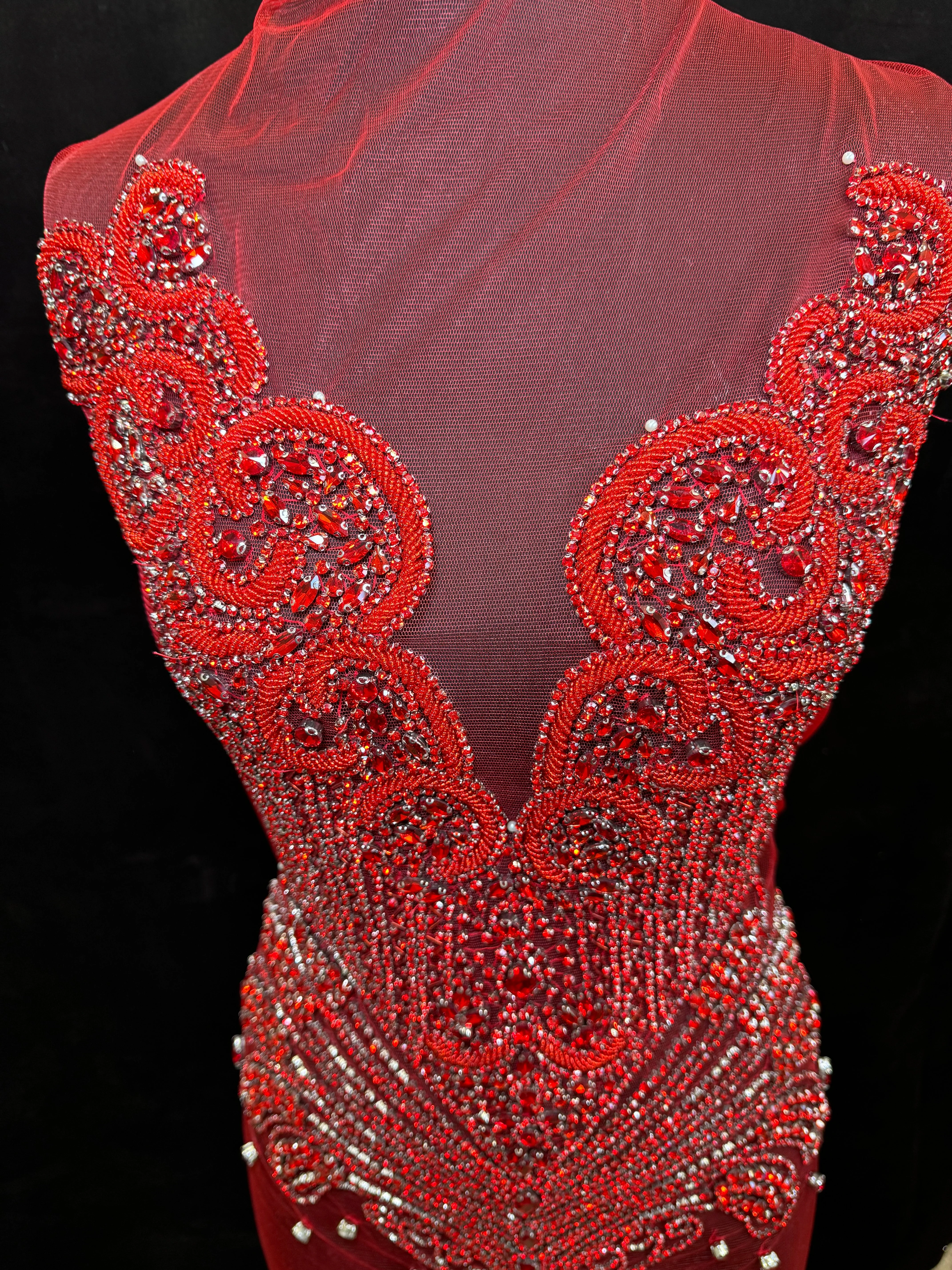 Carla Red Rhinestones Bodice Applique - Image 6
