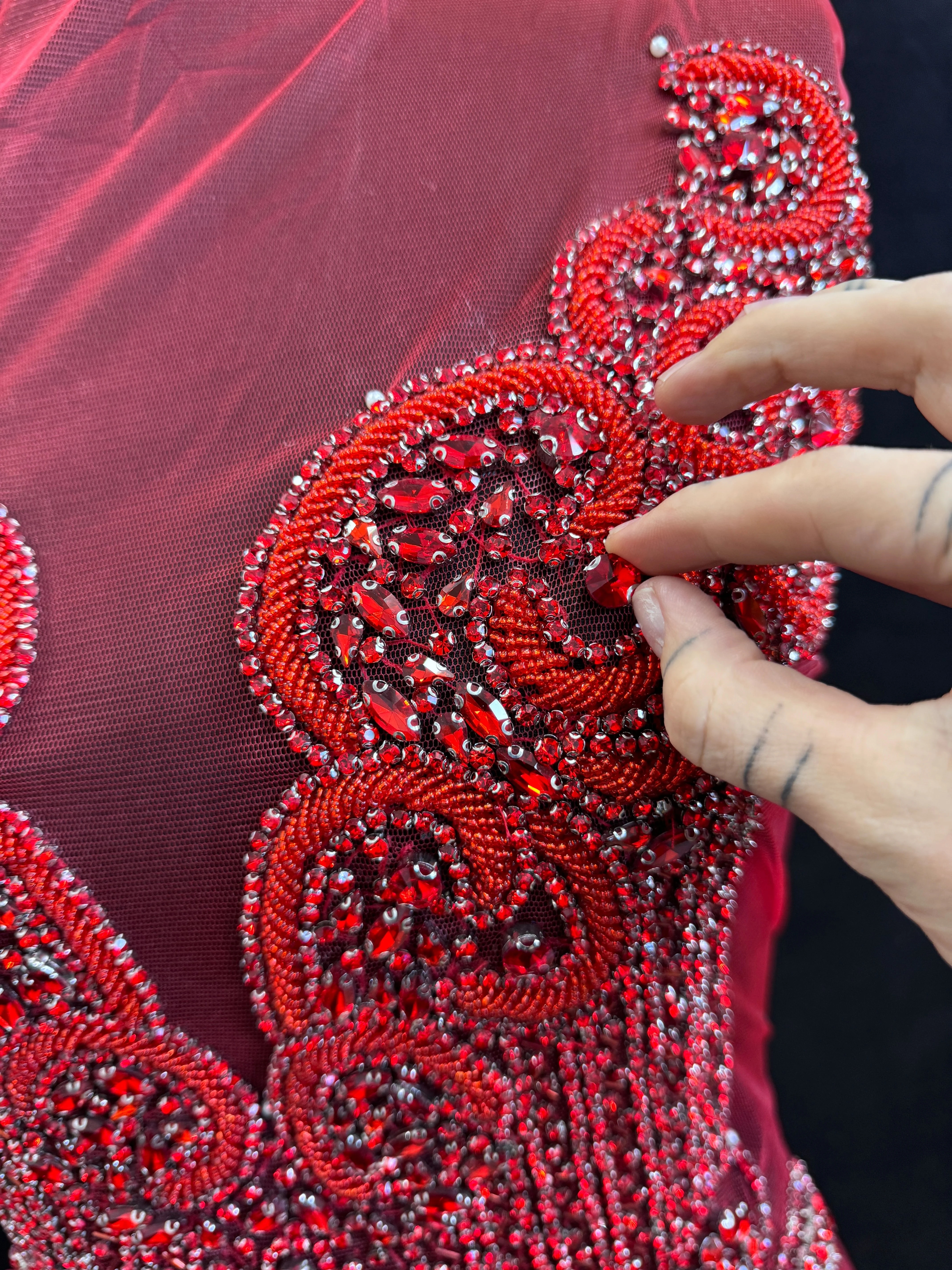 Carla Red Rhinestones Bodice Applique - Image 7