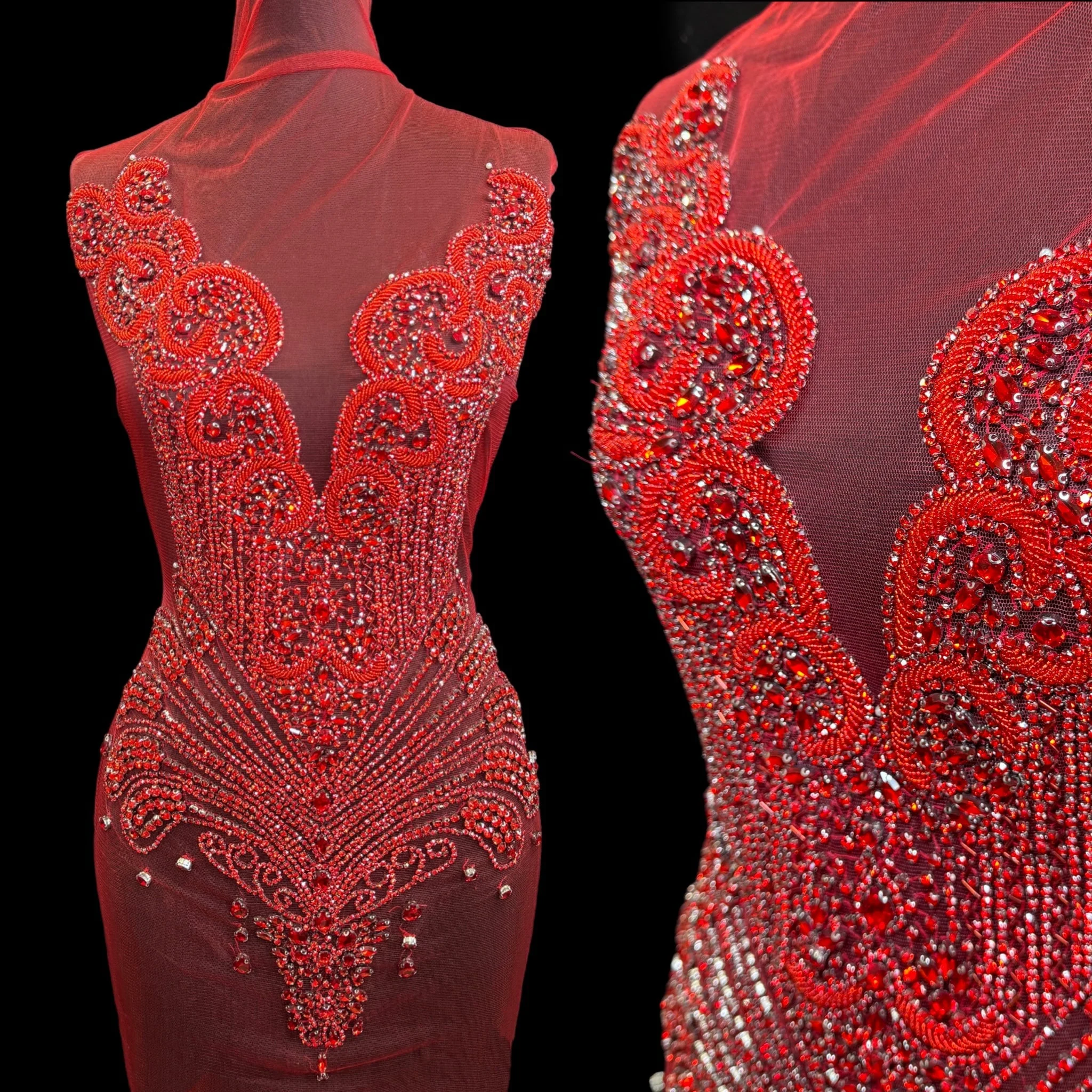 Carla Red Rhinestones Bodice Applique - Image 9