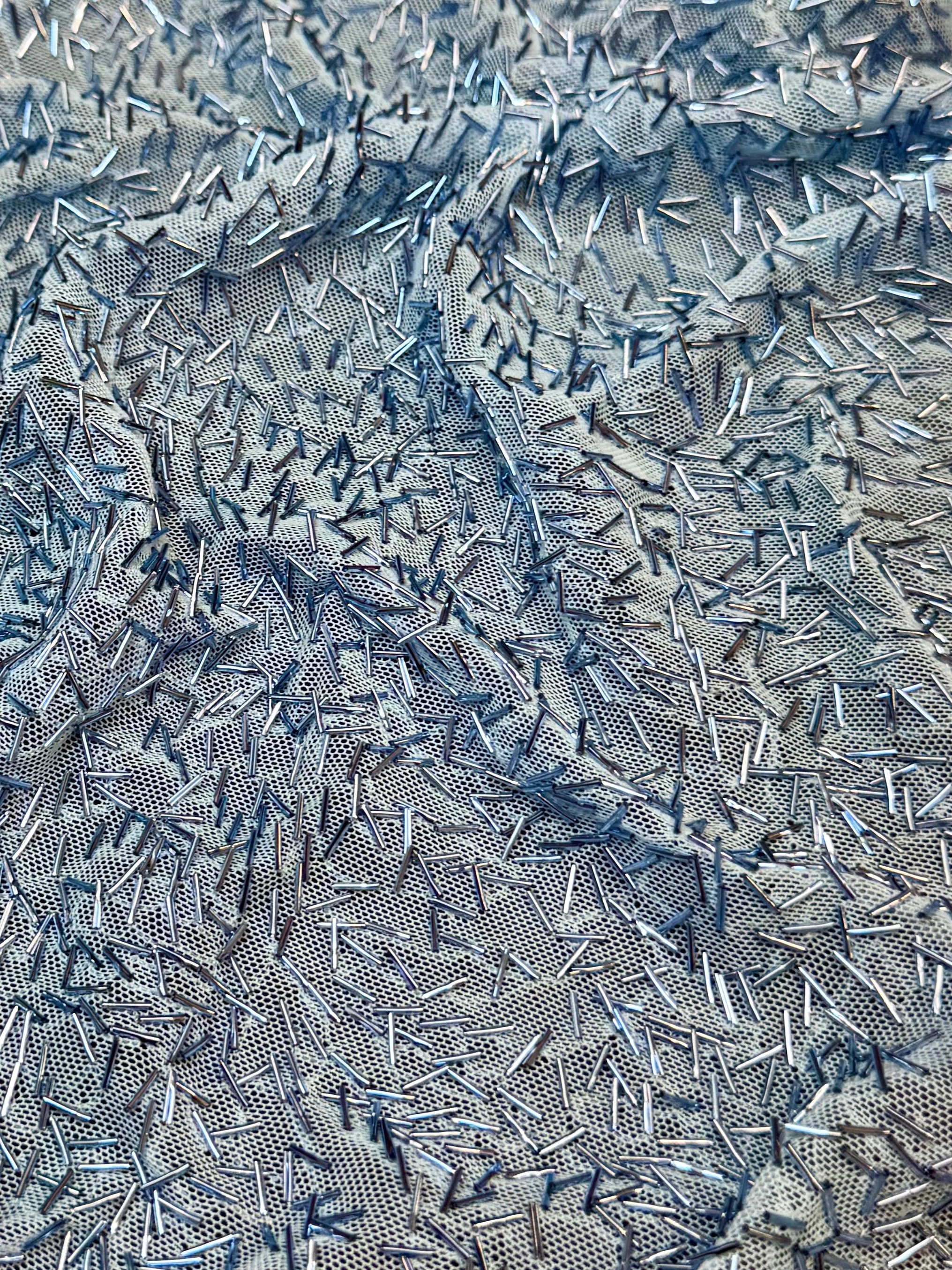 Baby Blue Bugle Beaded Stretch Mesh