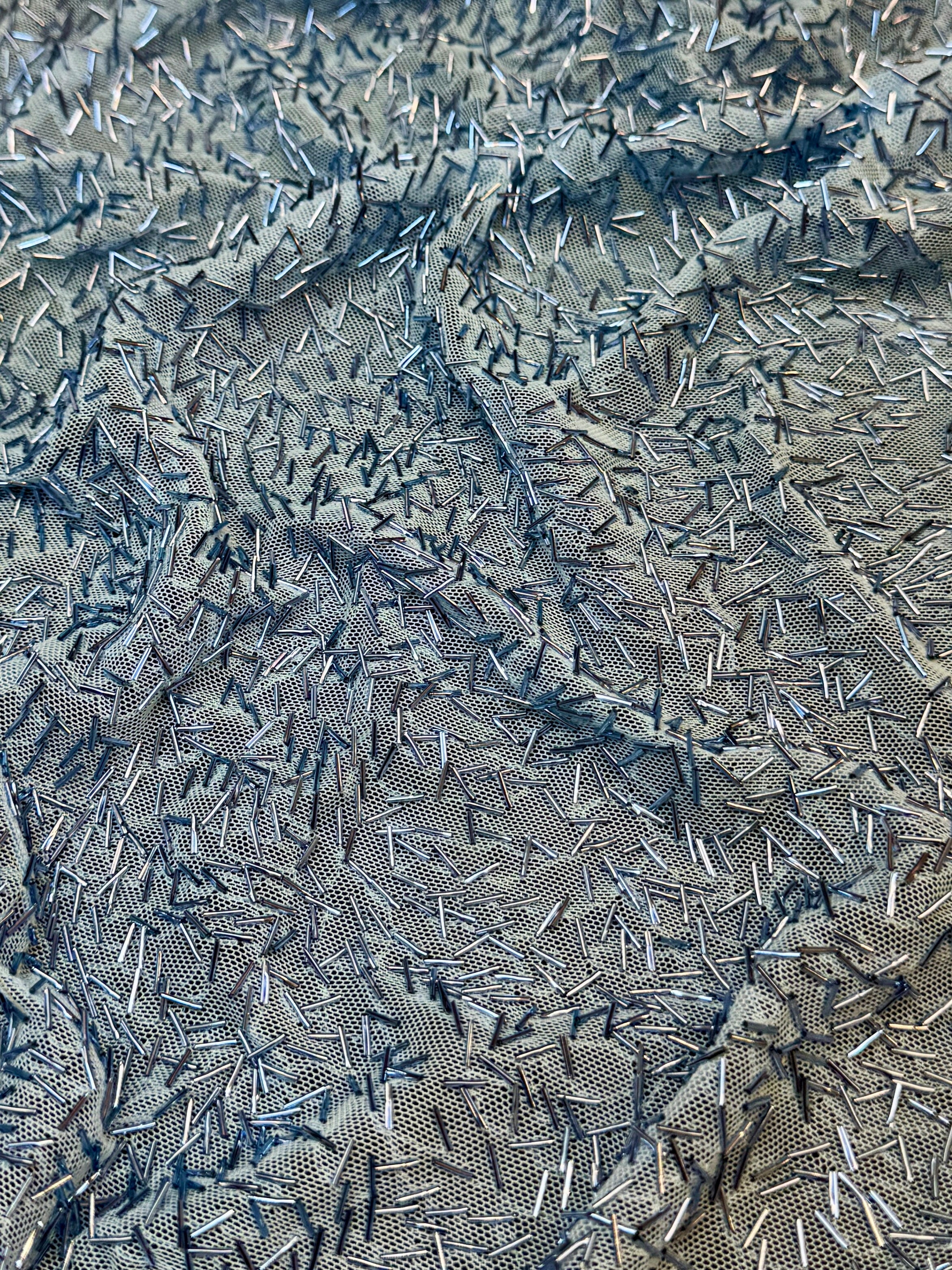 Baby Blue Bugle Beaded Stretch Mesh - Image 3