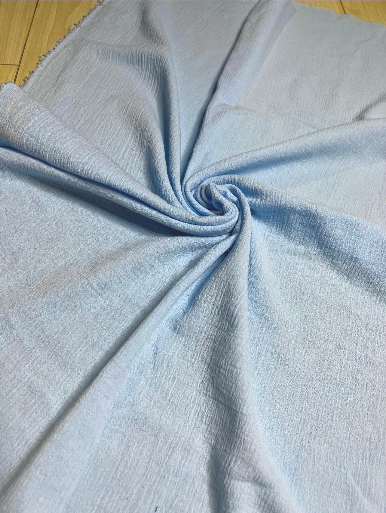 Baby Blue Crinkle Cotton Gauze - Image 2