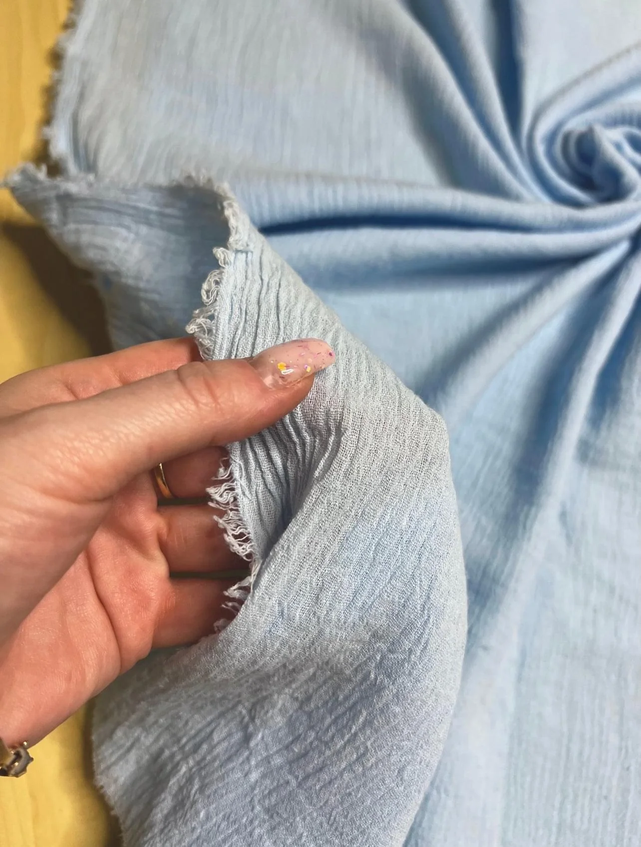 Baby Blue Crinkle Cotton Gauze - Image 5