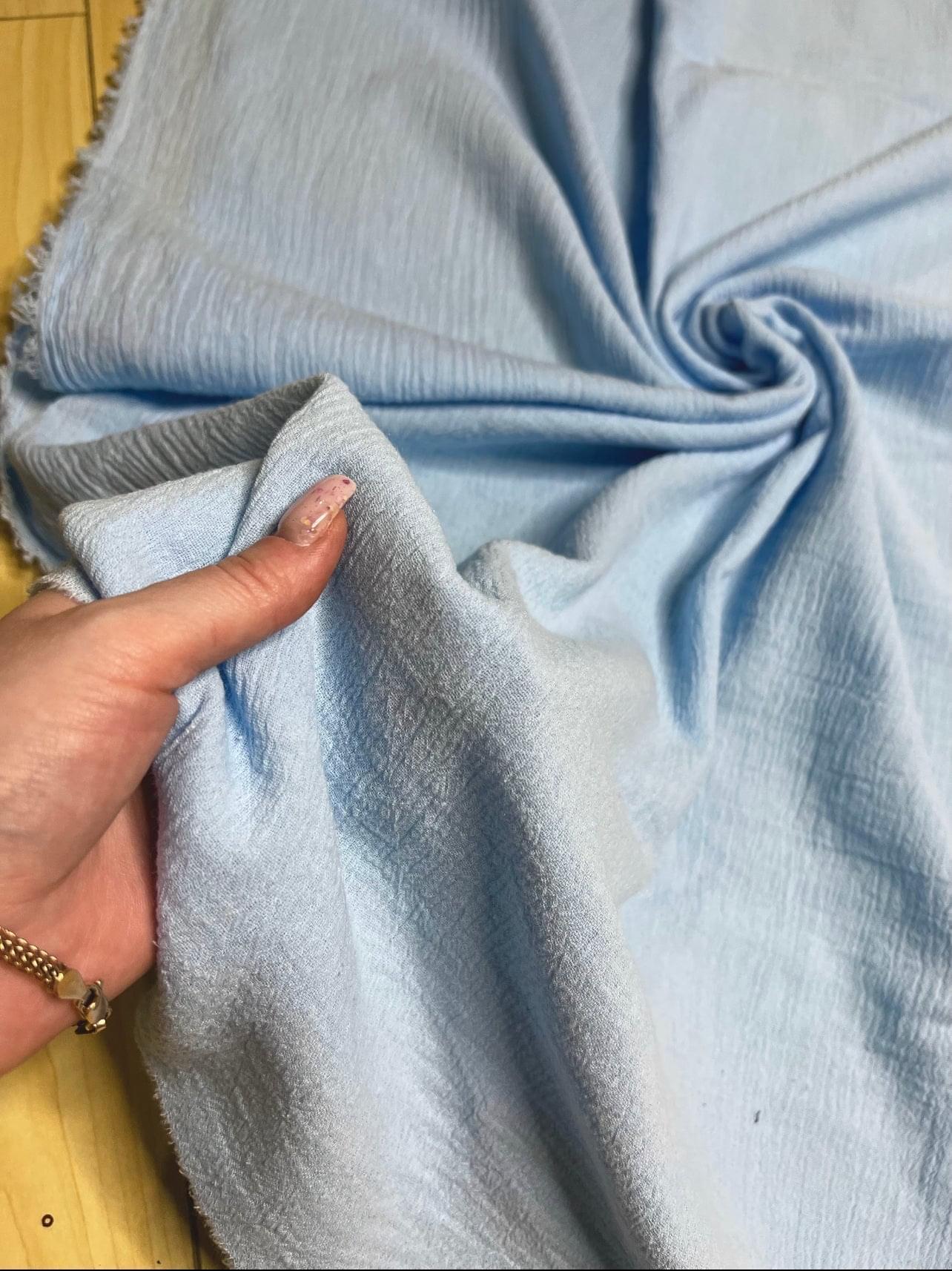 Baby Blue Crinkle Cotton Gauze - Image 7