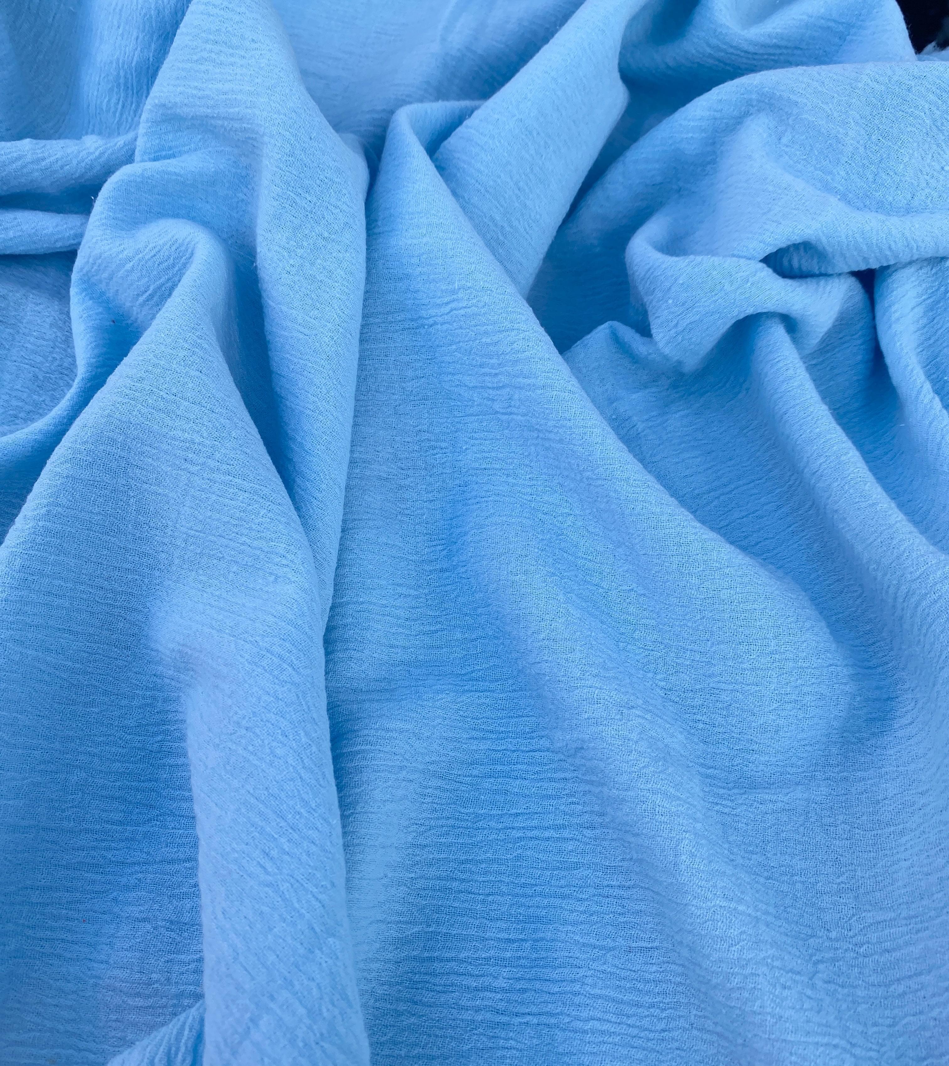 Baby Blue Crinkle Cotton Gauze - Image 3