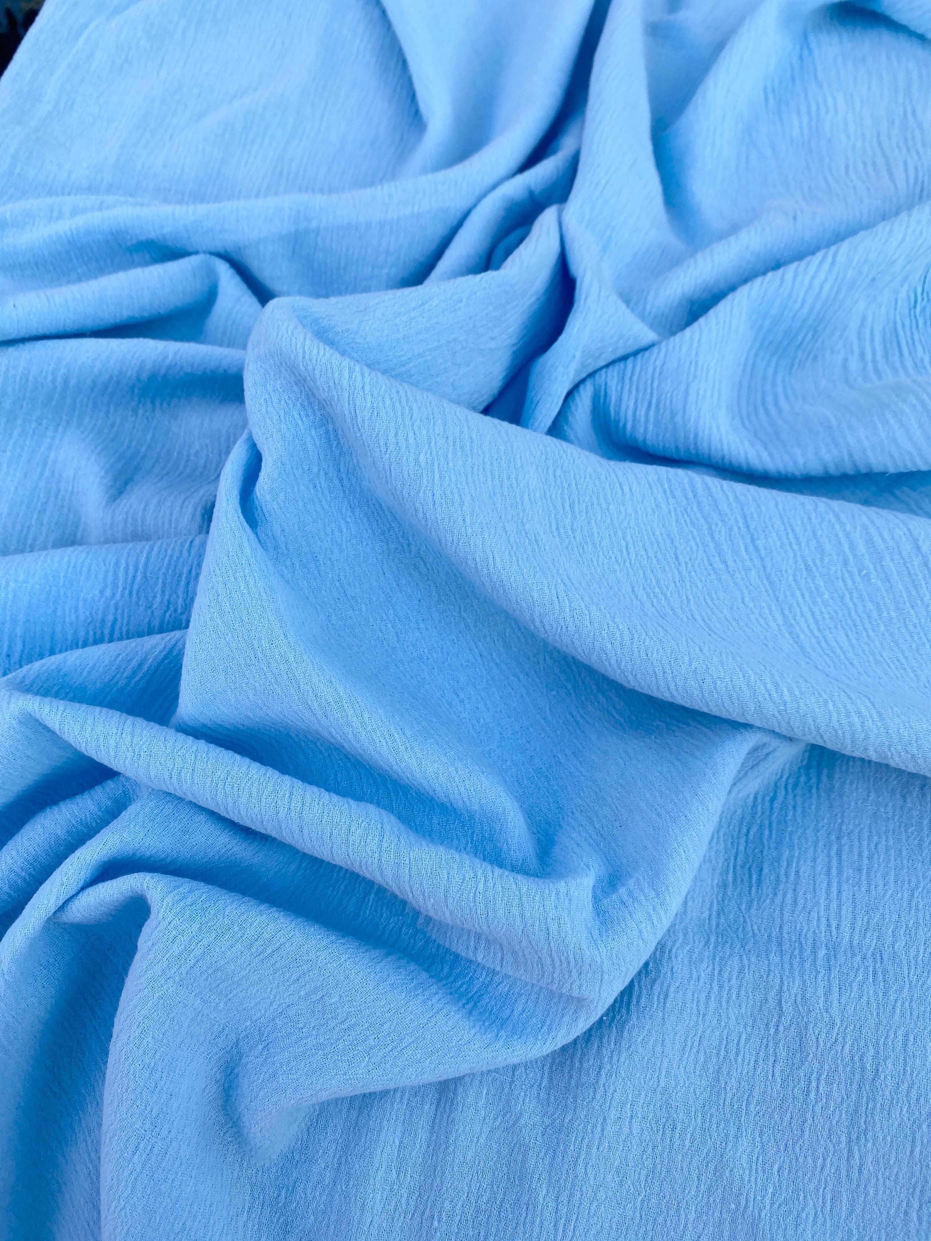 Baby Blue Crinkle Cotton Gauze - Image 4