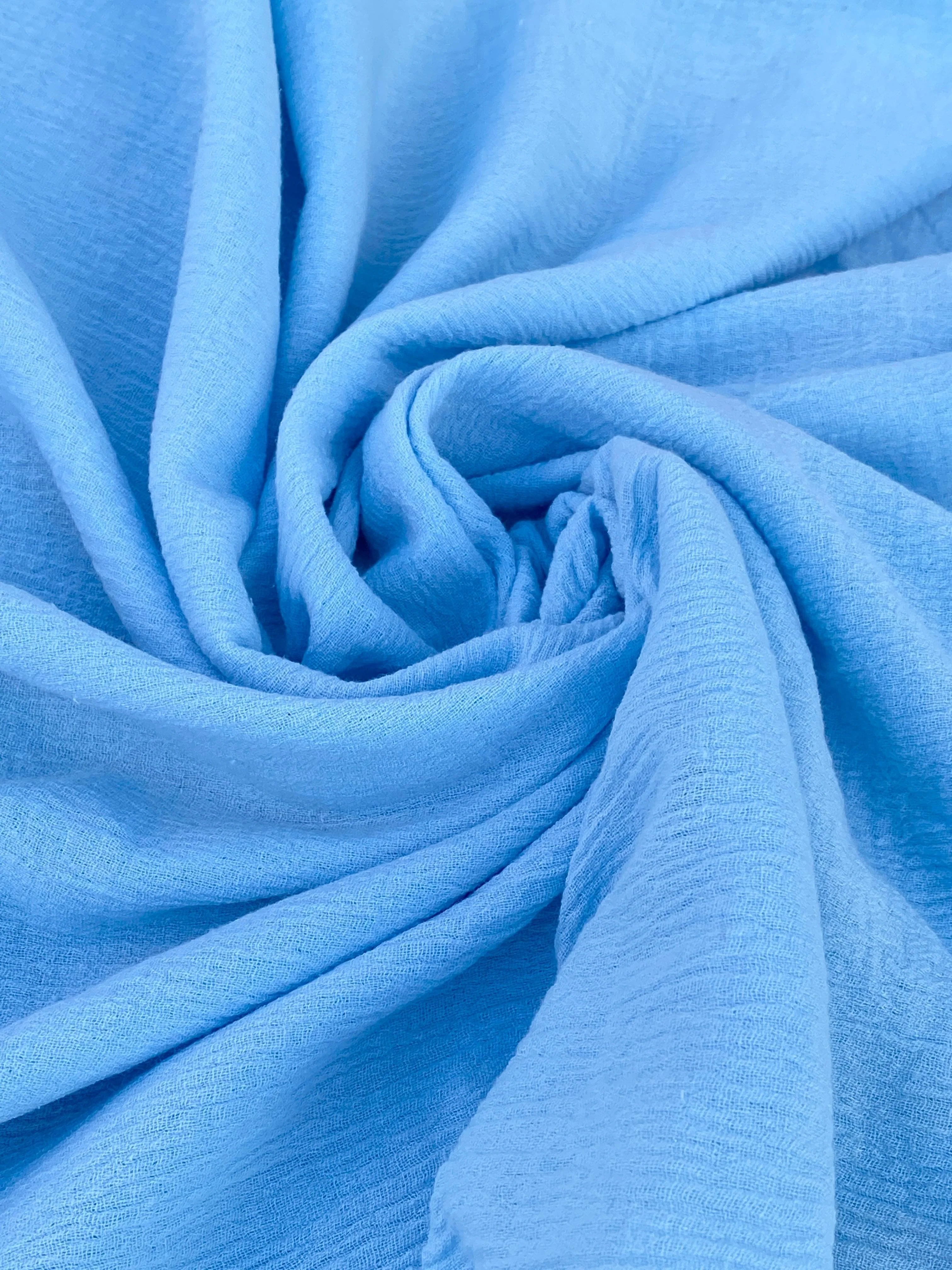 Baby Blue Crinkle Cotton Gauze - Image 5