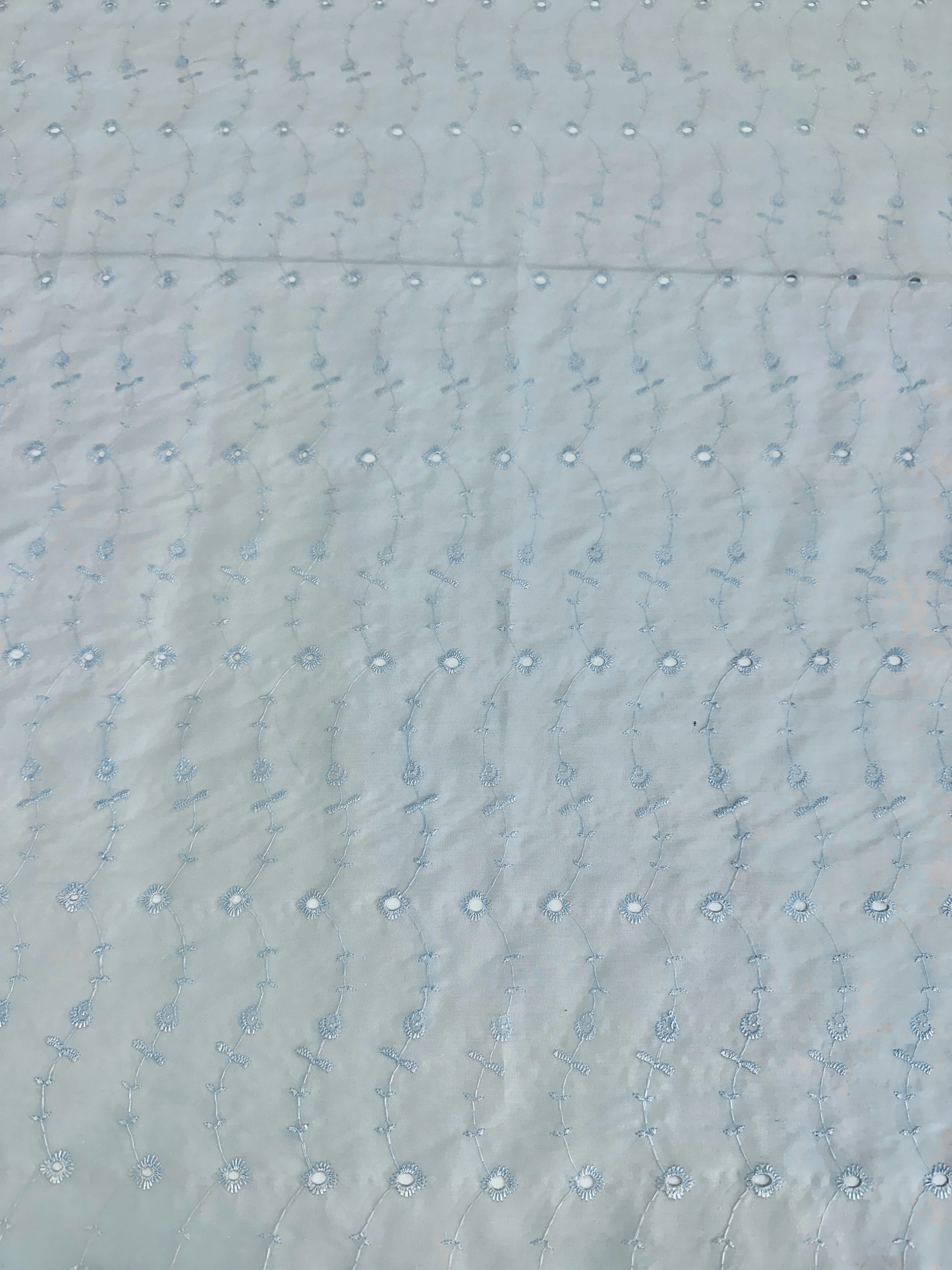 Baby Blue Dainty Floral Embroidered Cotton Eyelet - Image 2
