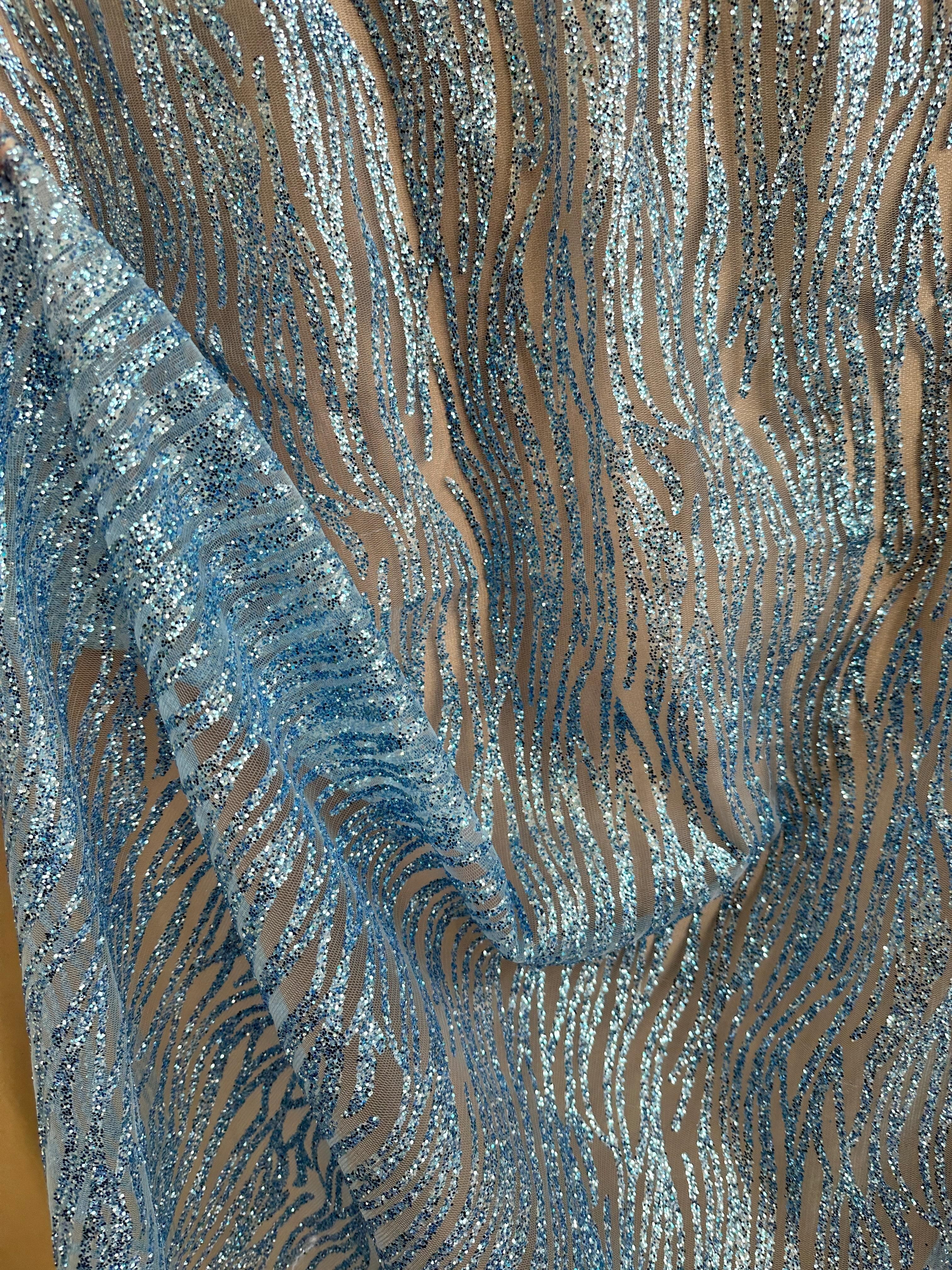 Baby Blue Glitter Wave Design Lace - Image 5