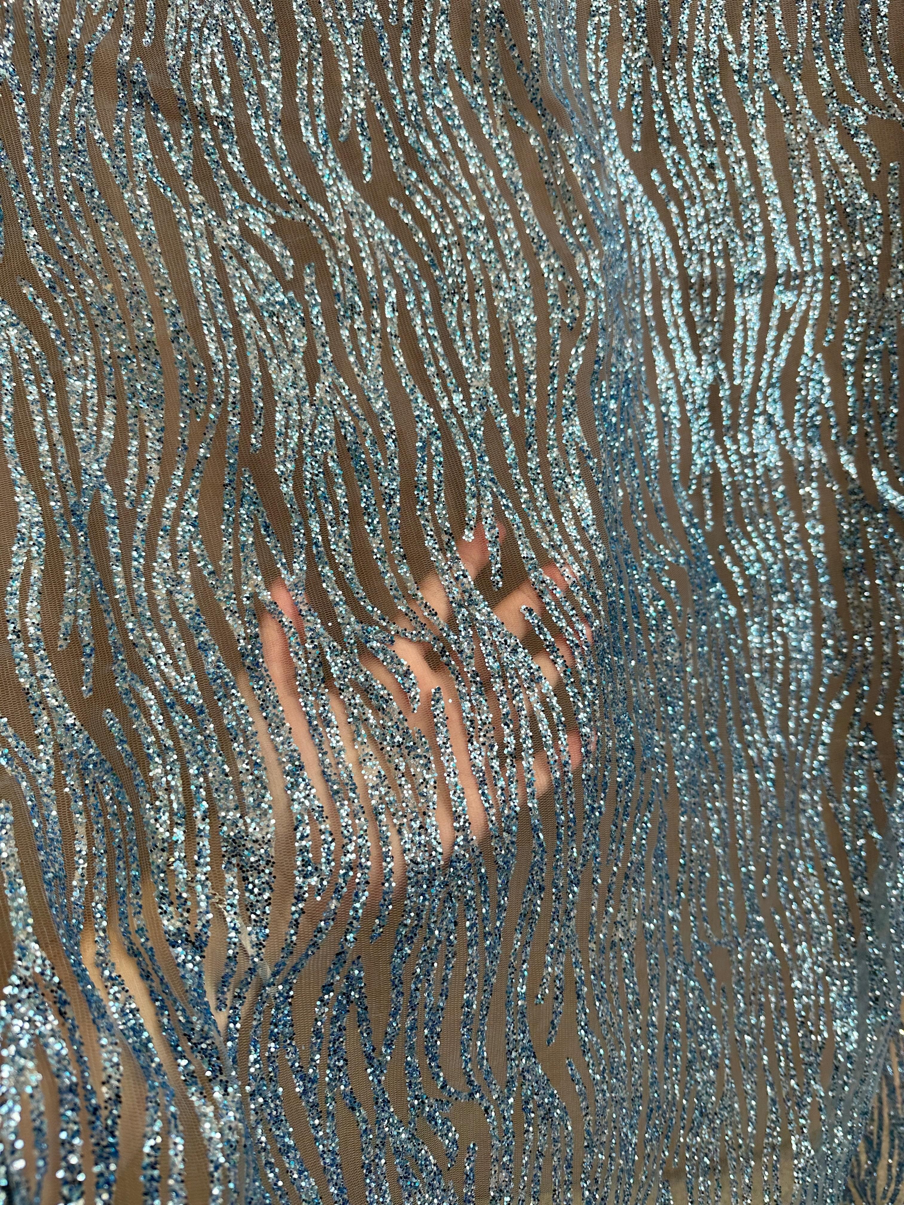 Baby Blue Glitter Wave Design Lace - Image 6
