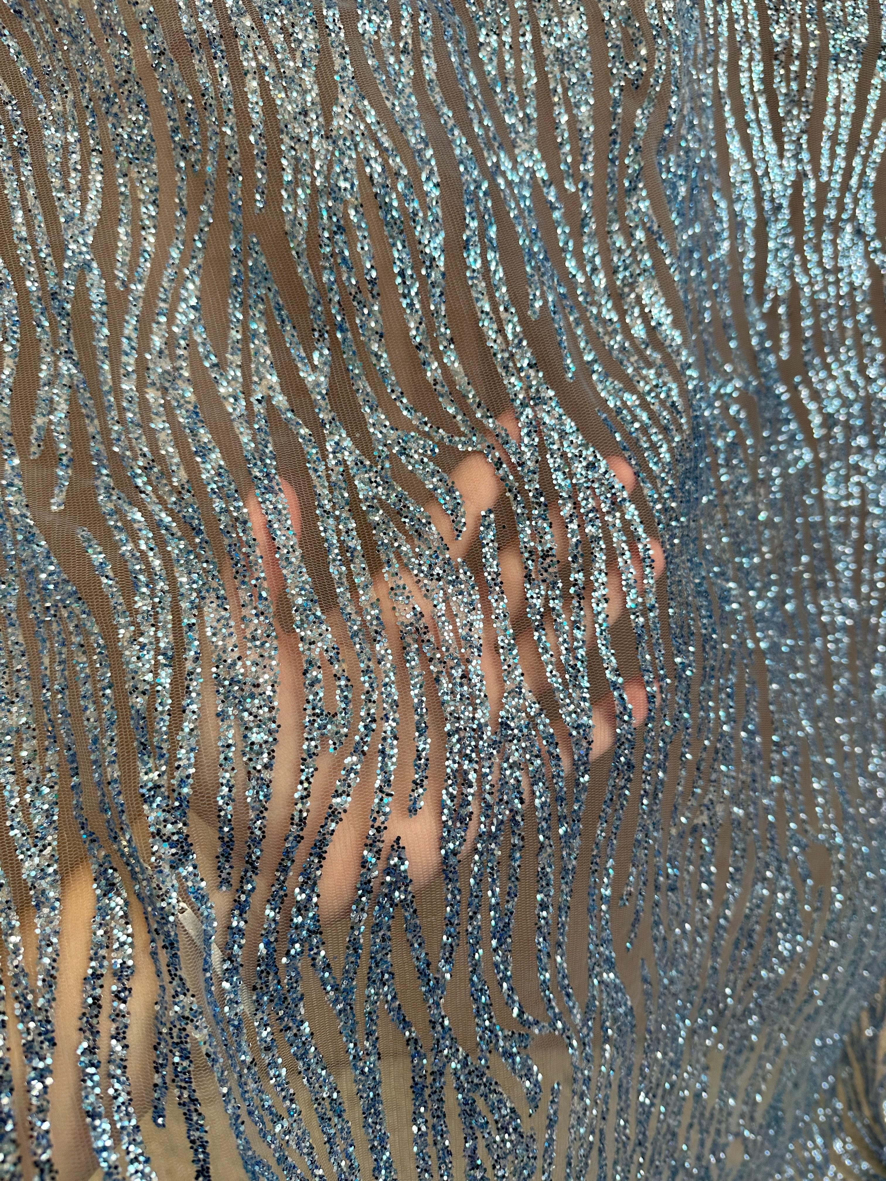 Baby Blue Glitter Wave Design Lace - Image 7