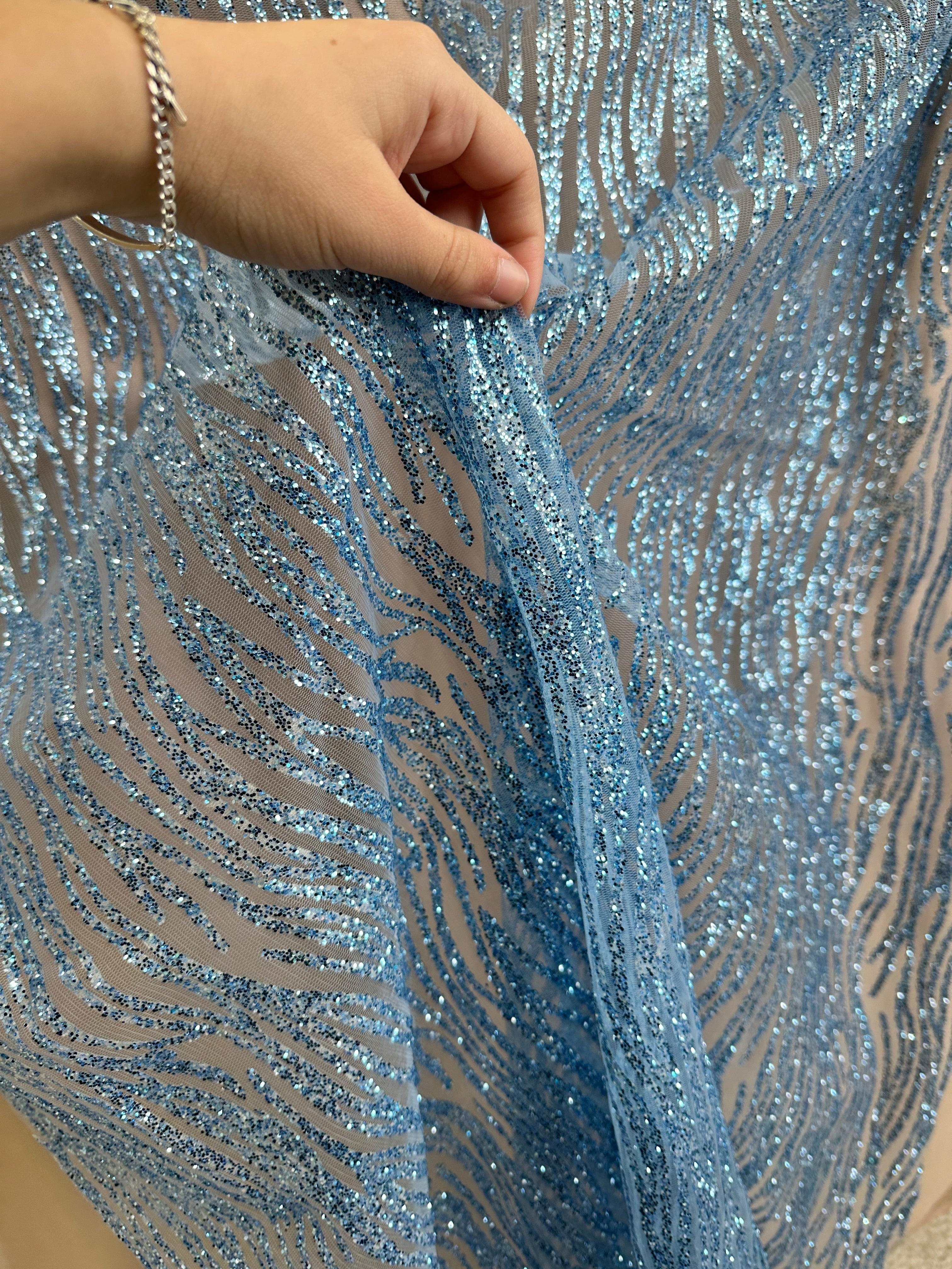 Baby Blue Glitter Wave Design Lace - Image 8