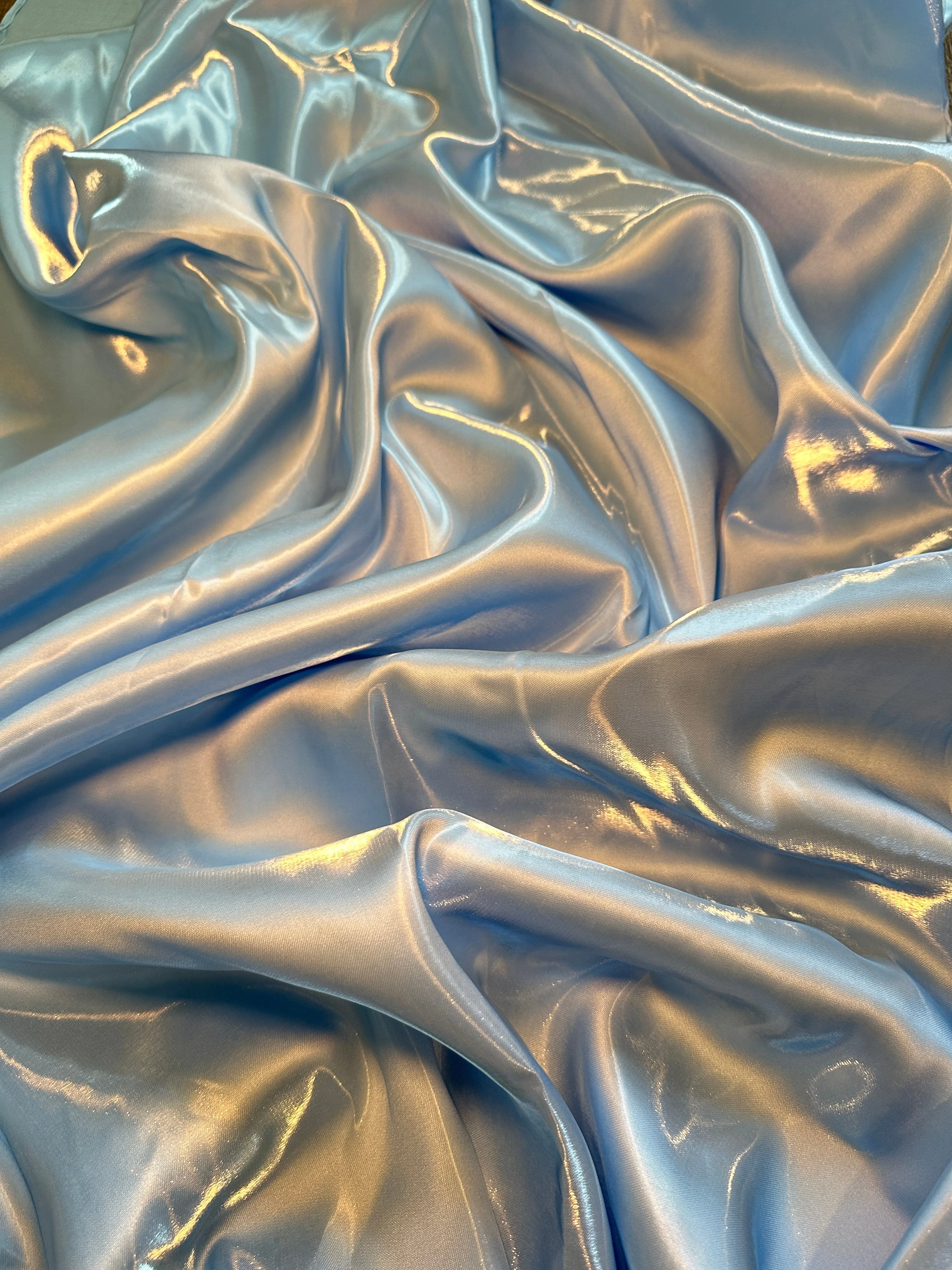 Baby Blue Liquid Bridal Satin - Image 3
